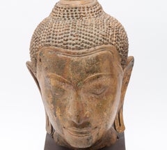 Antique Southeast Asian Gilt Bronze Buddha Head