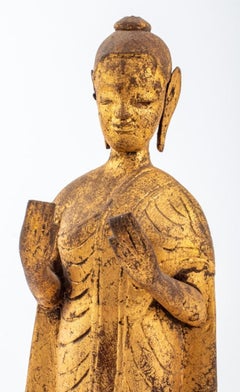 Antique Southeast Asian Gilt Wood Buddha Sculpture