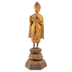 Antique Southeast Asian Gilt Wood Buddha Sculpture