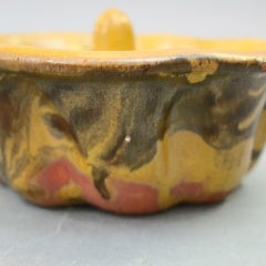 Antique Southern Primitive Hand Painted Redware Food Mold, circa 1850