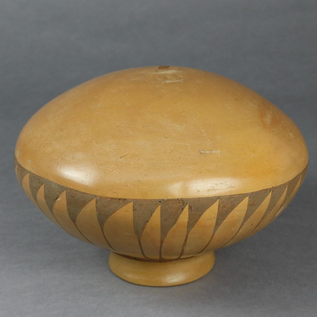 Southwest Native American Indian Acoma Stylized Feather Pottery Vase, circa 1900 2