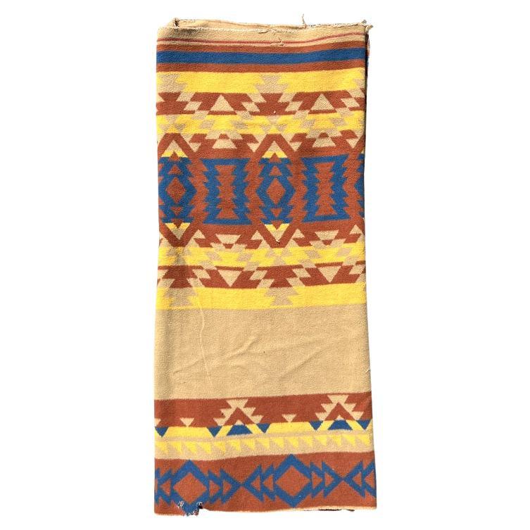 Ancienne couverture de selle imprimée géométrique du Sud-Ouest en orange, bleu et jaune en vente