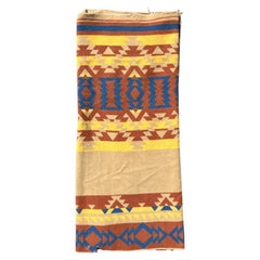 Ancienne couverture de selle imprimée géométrique du Sud-Ouest en orange, bleu et jaune