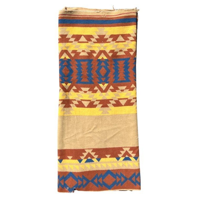 Antique Southwest Geometric Print Saddle Blanket in Orange Blue - Main Image