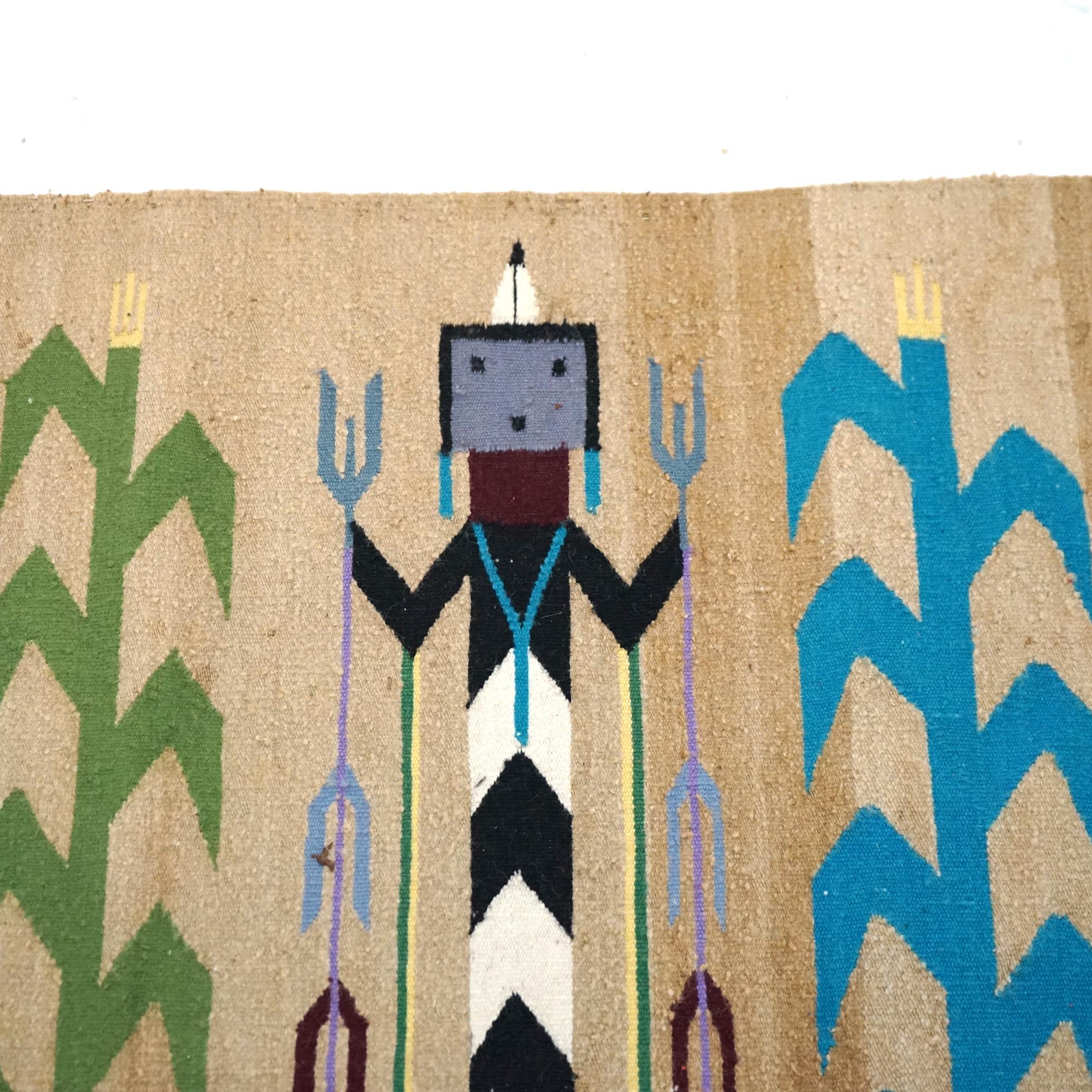 Antique Southwest Native American Indian Navajo Style Wool Yei Rug Circa 1930 1