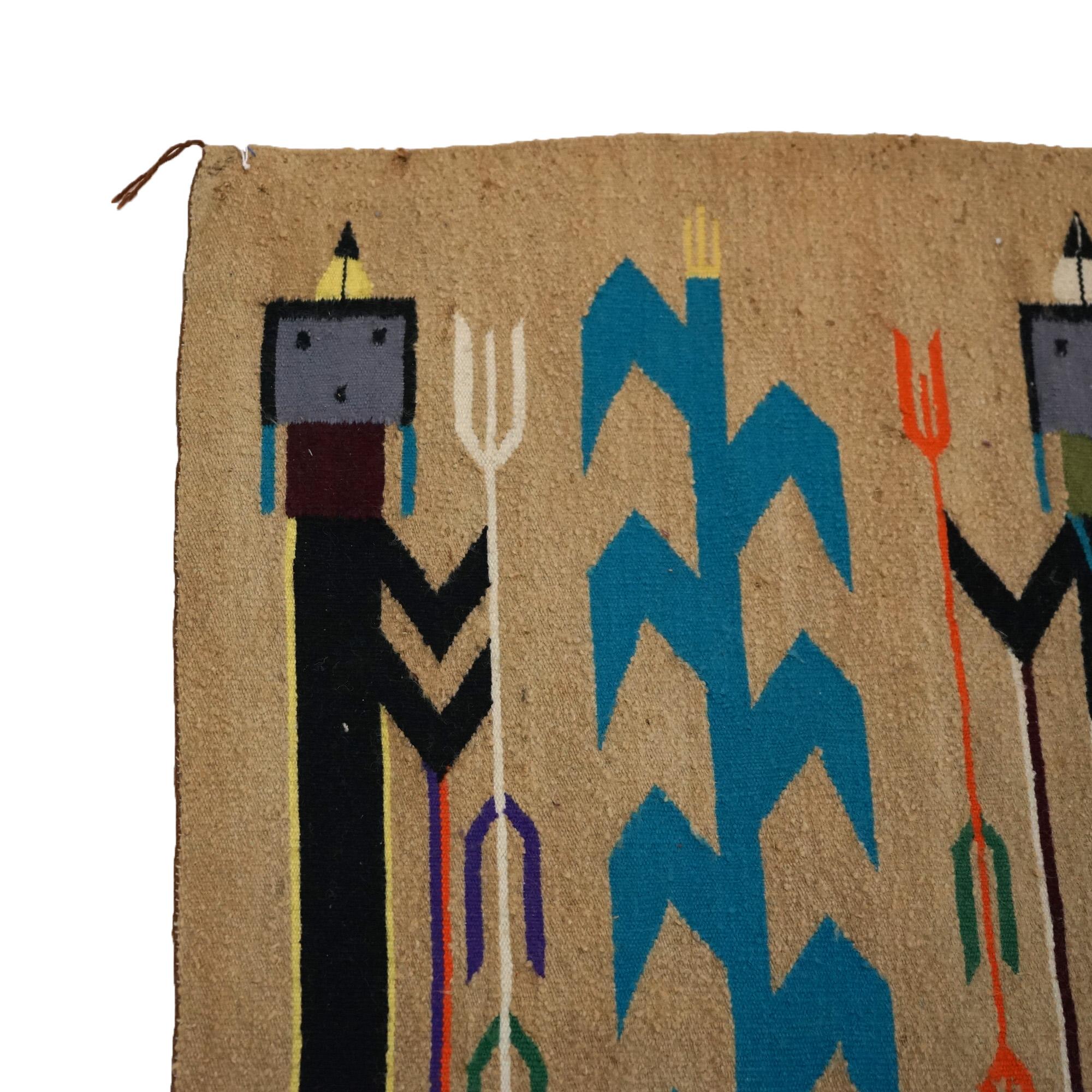 Antique Southwest Native American Indian Navajo Style Wool Yei Rug Circa 1930 3
