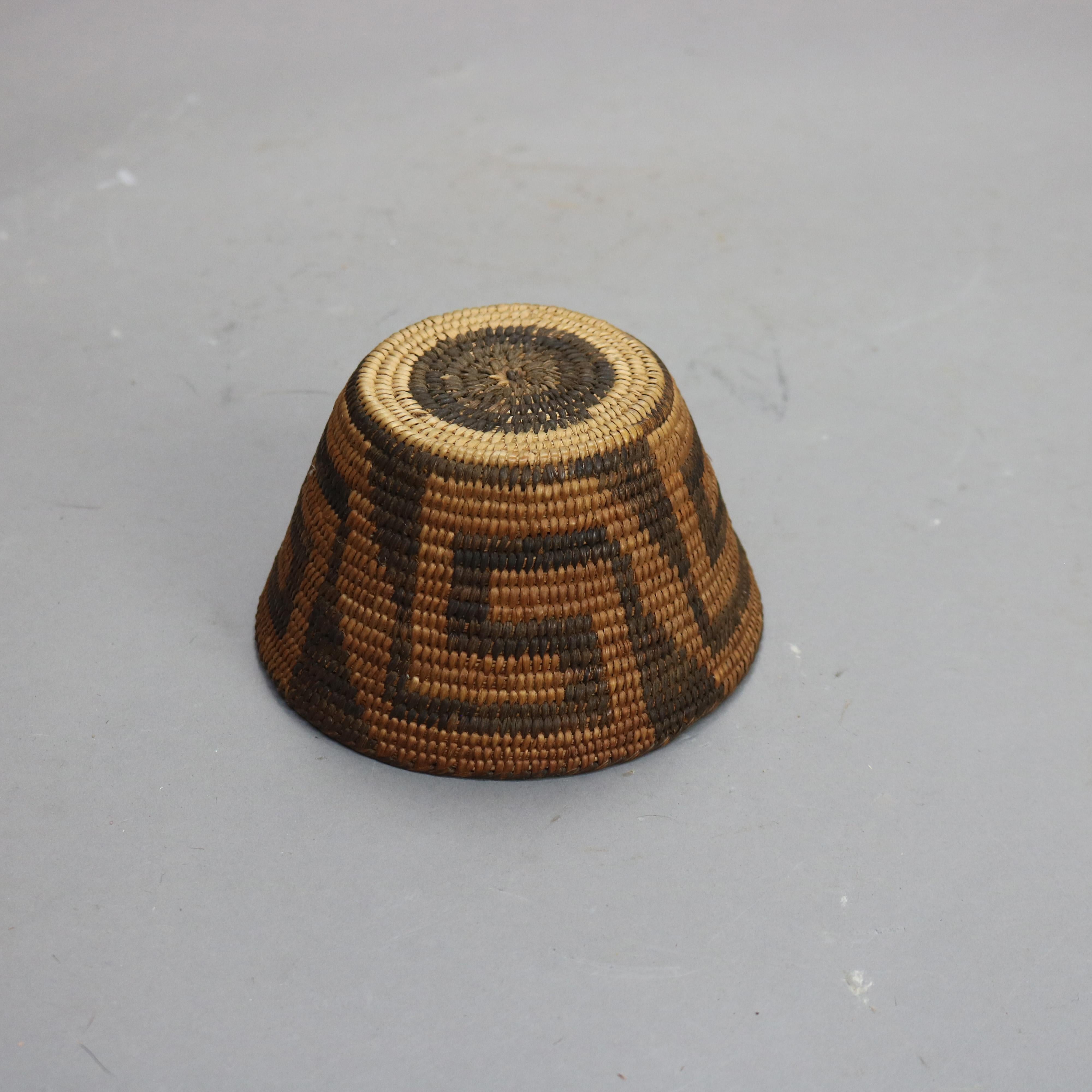 20th Century Antique Southwest Native American Indian Navajo Woven Reed Basket C1900