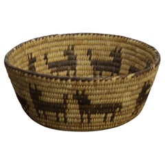Antique Southwest Native American Indian Navajo Woven Reed Basket C1920