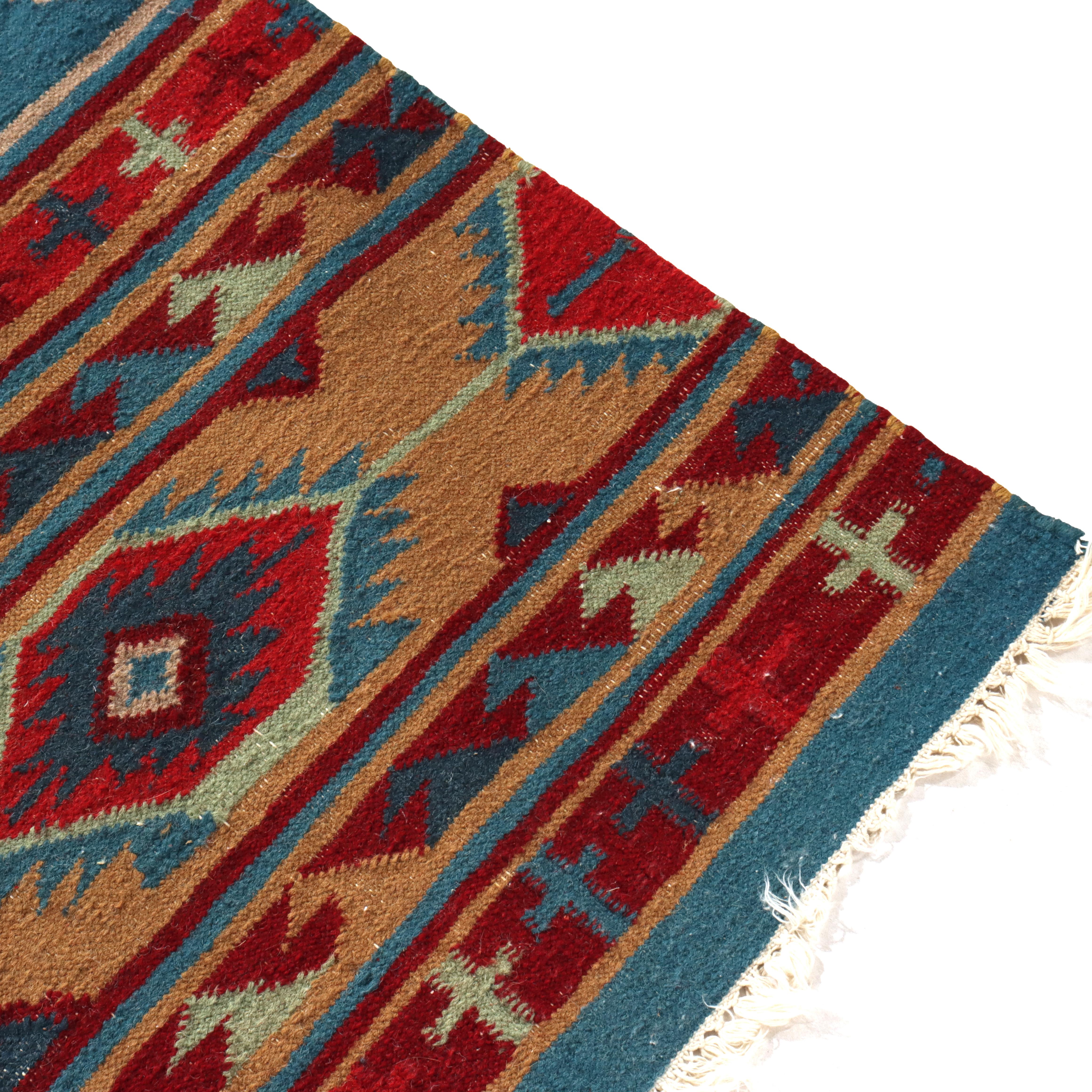 Antique Southwest Native American Navajo Kilim Woven Rug C1930 For Sale 5