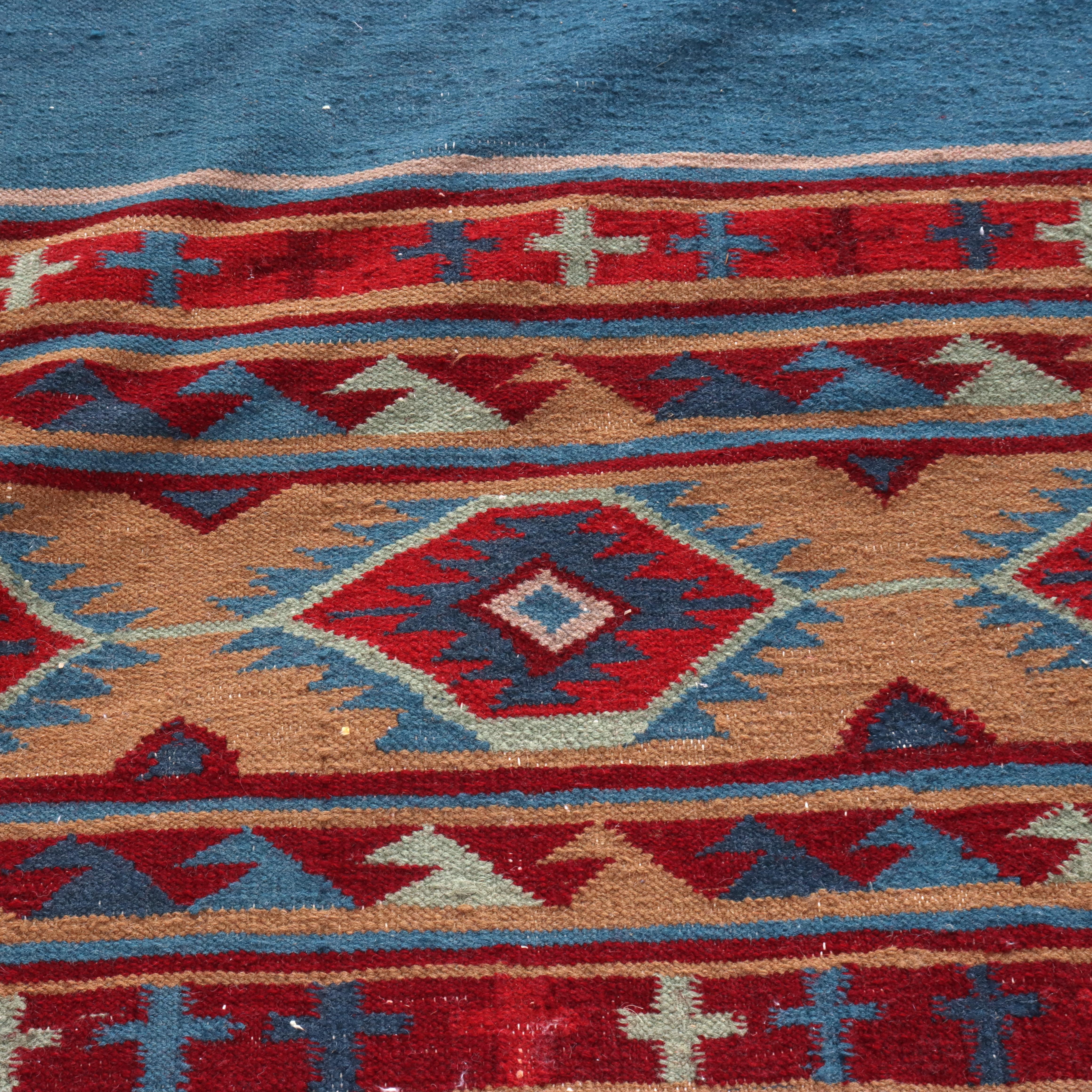 Antique Southwest Native American Navajo Kilim Woven Rug C1930 For Sale 6