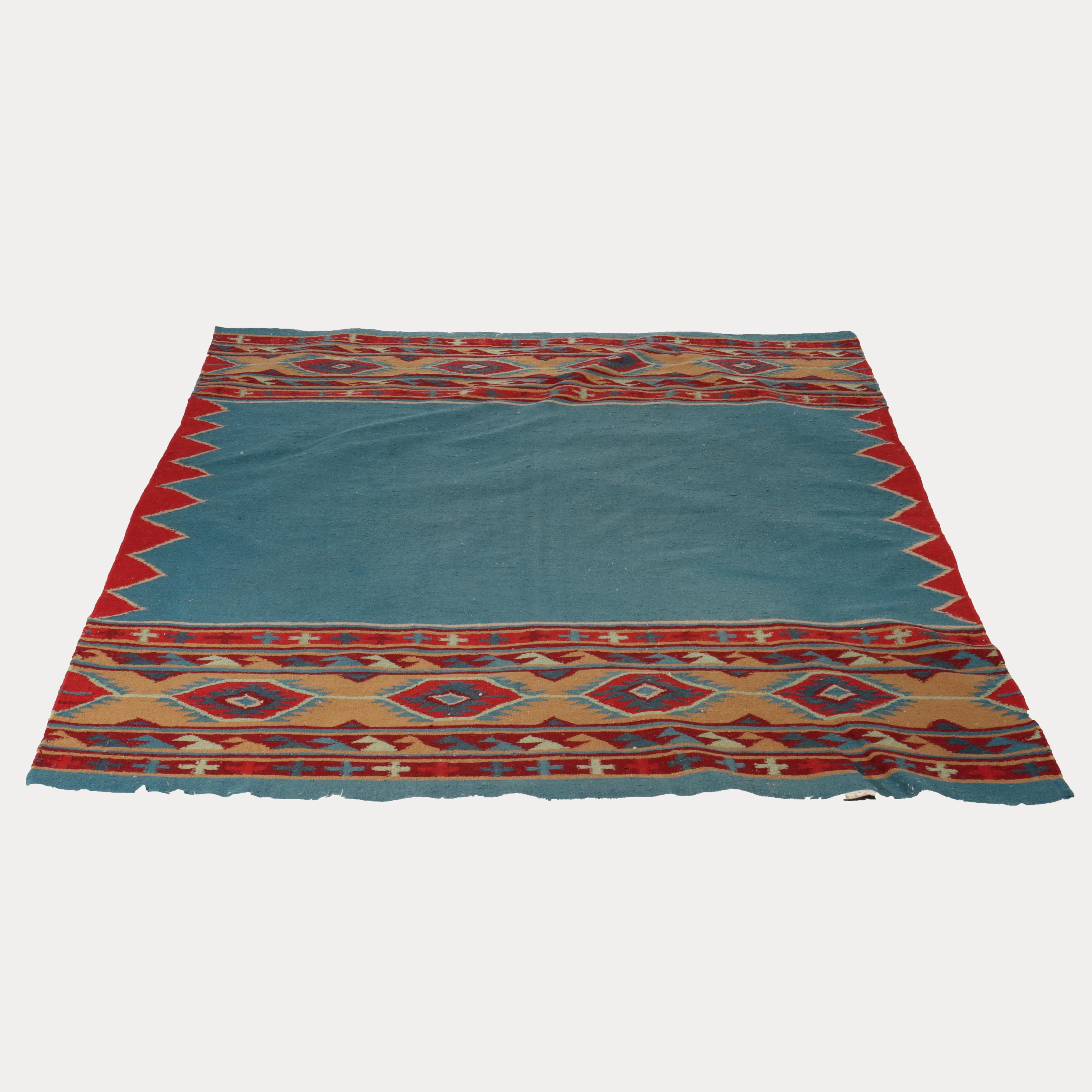 Antique Southwest Native American Navajo Kilim Woven Rug C1930 In Good Condition For Sale In Big Flats, NY