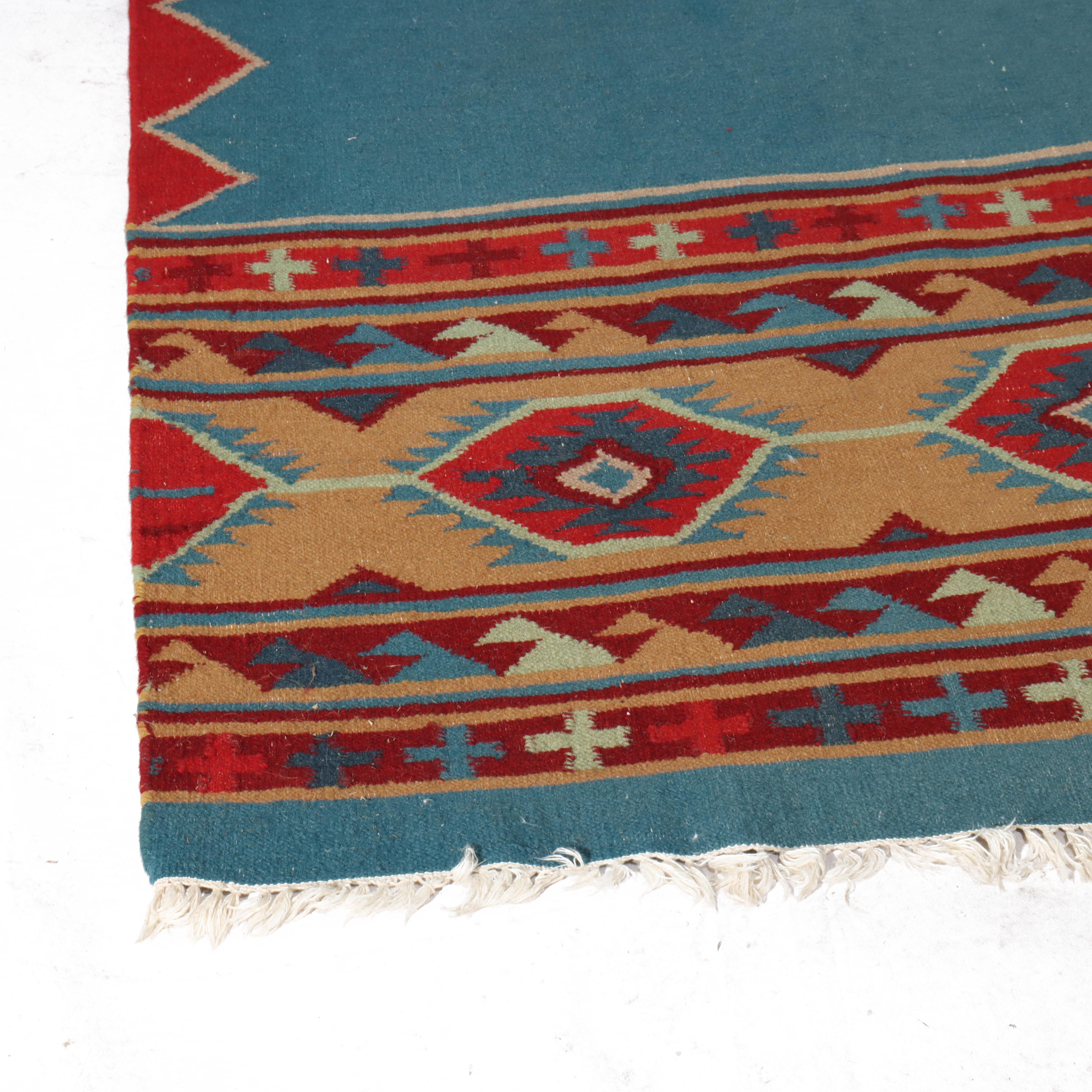 Wool Antique Southwest Native American Navajo Kilim Woven Rug C1930 For Sale