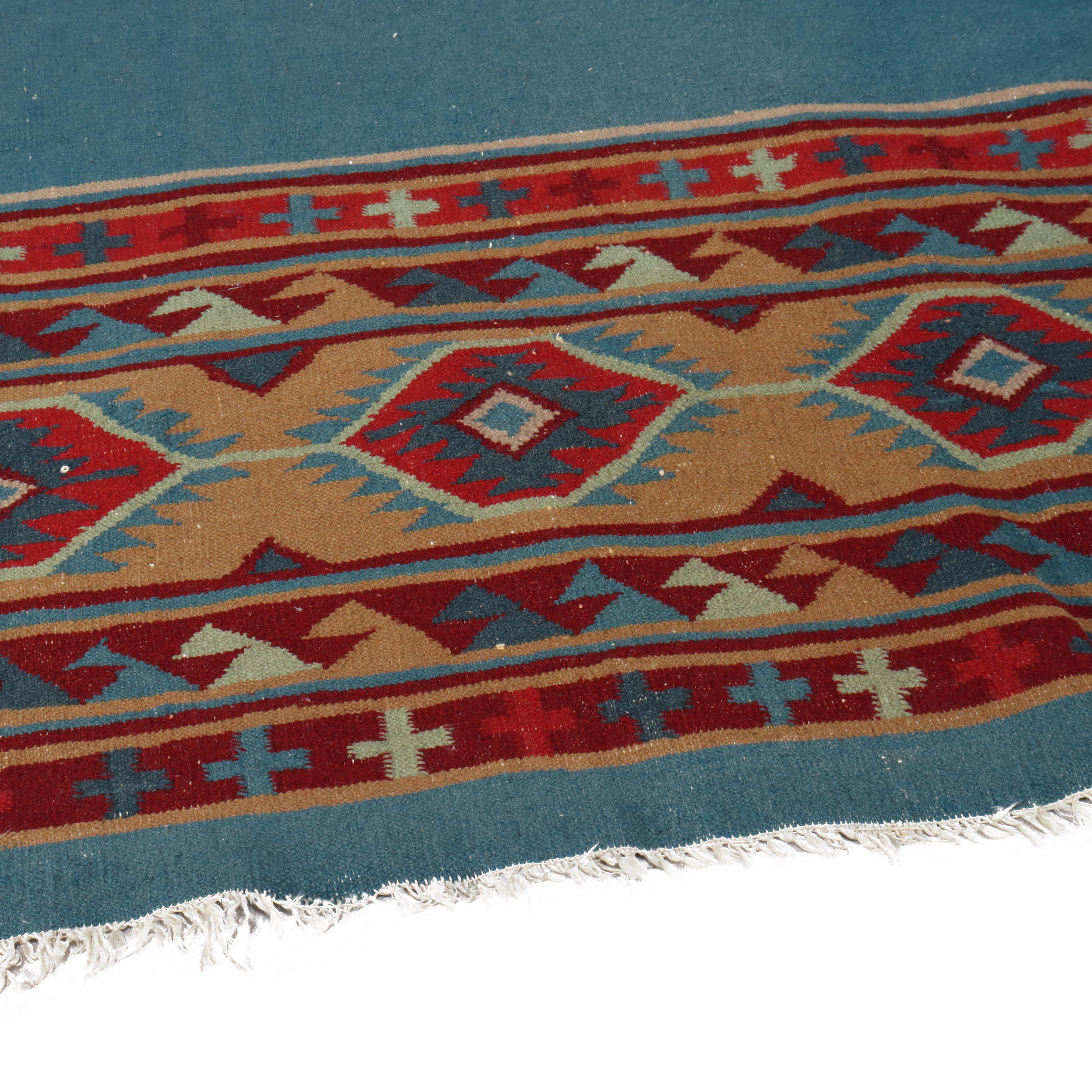 Antique Southwest Native American Navajo Kilim Woven Rug C1930 For Sale 1