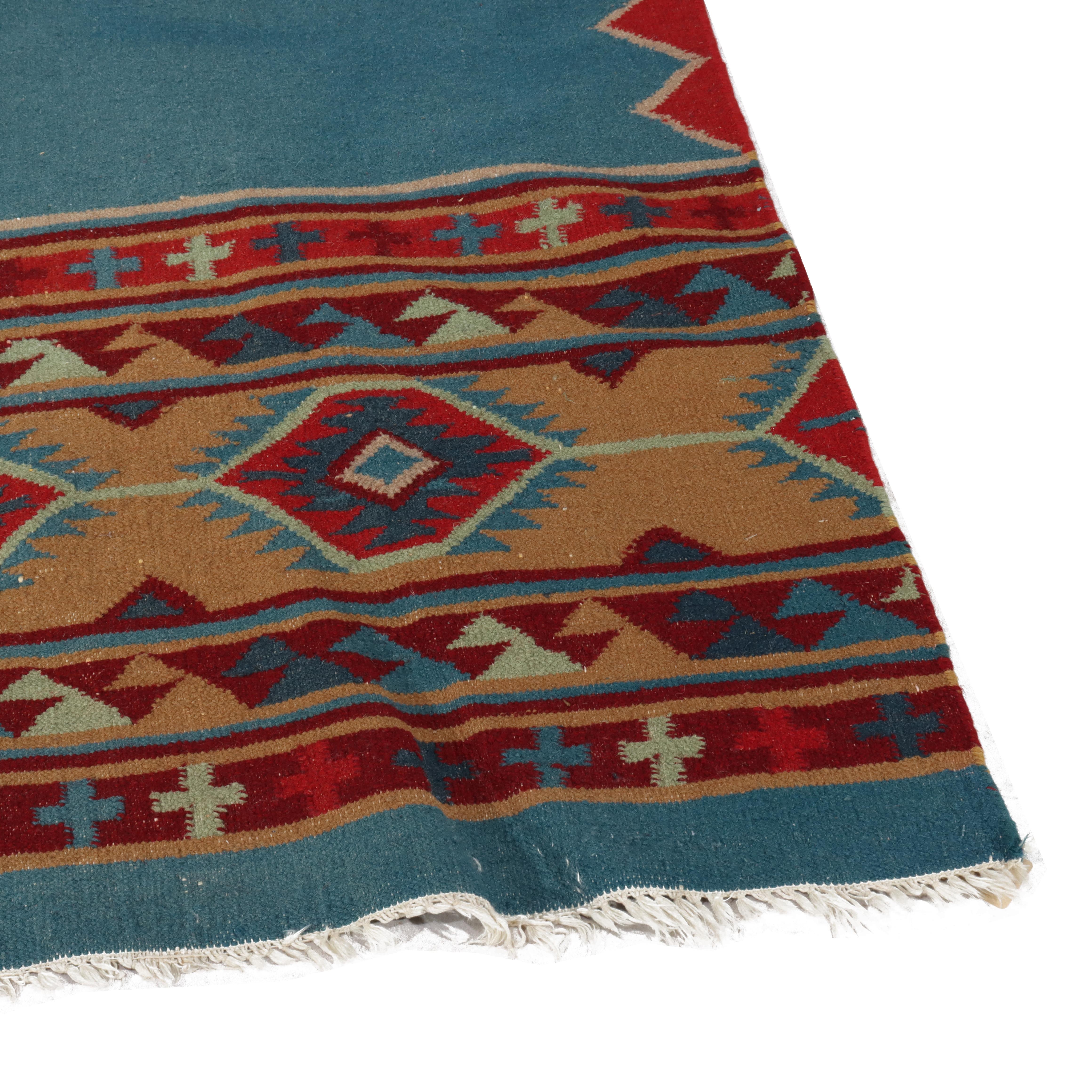 Antique Southwest Native American Navajo Kilim Woven Rug C1930 For Sale 2