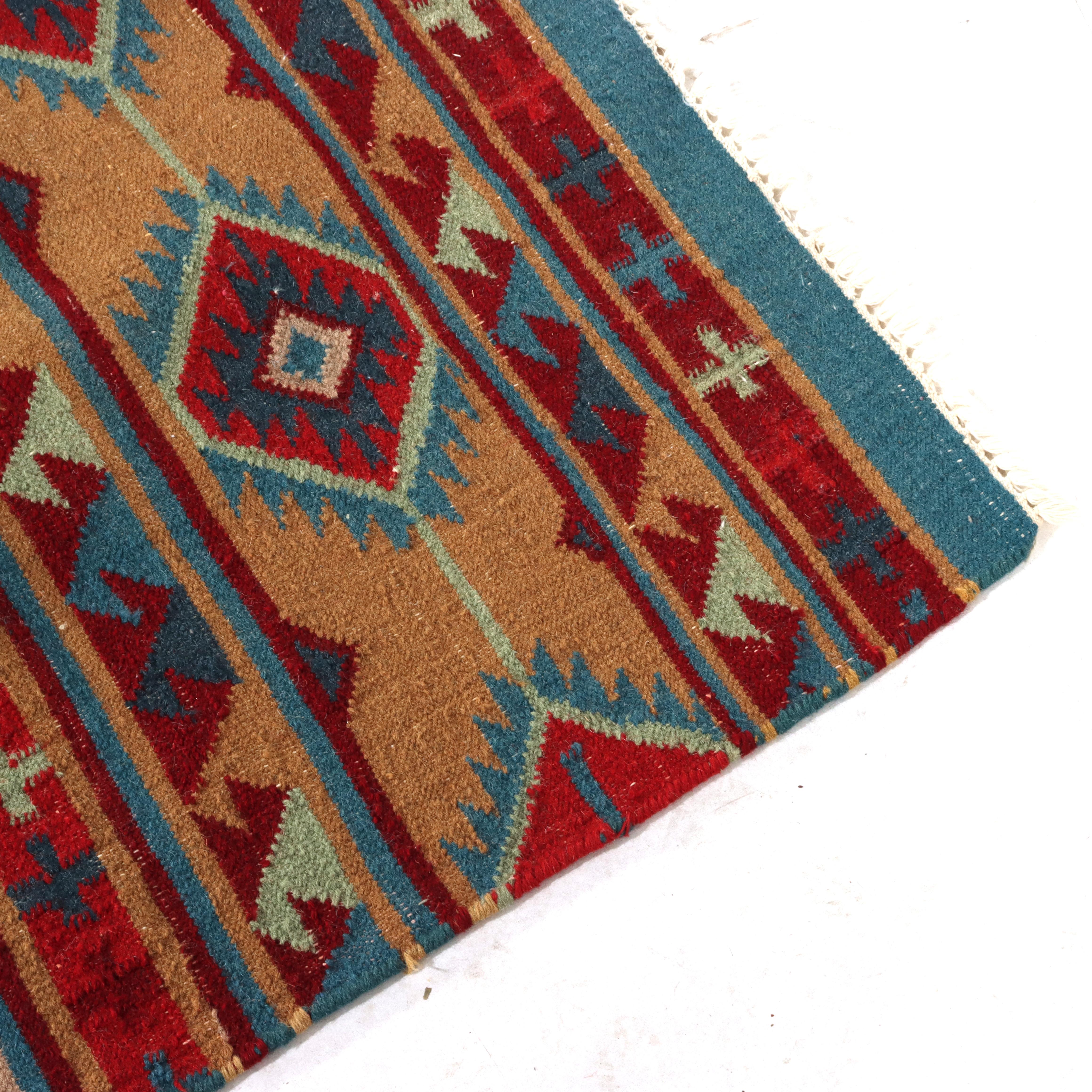 Antique Southwest Native American Navajo Kilim Woven Rug C1930 For Sale 4