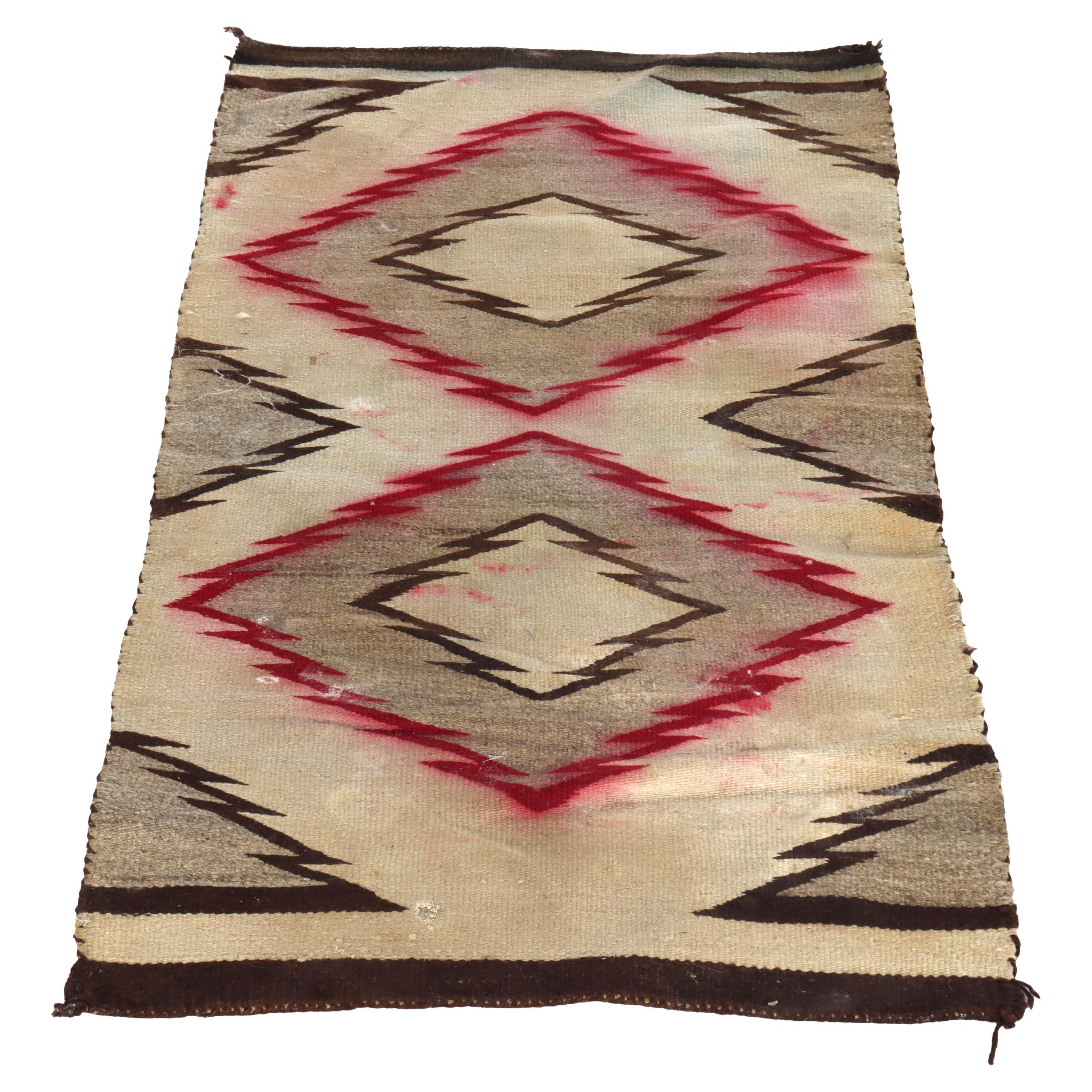 Antique Southwest Native American Navajo Wool Rug C1920 For Sale