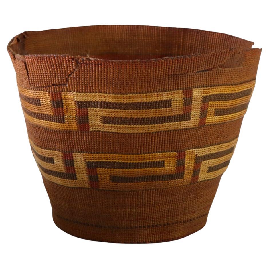 Antico cesto intrecciato a mano Pima del sud-ovest americano non firmato 1900 in vendita