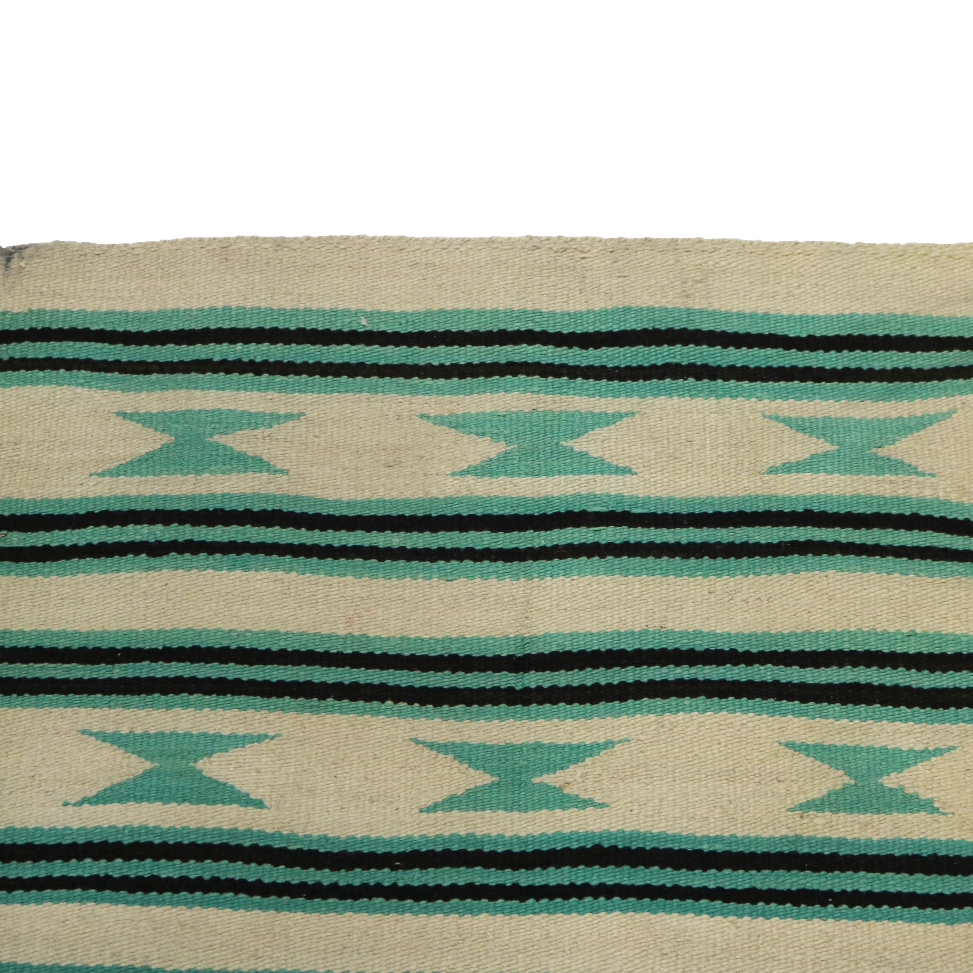 20th Century Antique Southwest Native American Woven Wool Throw Rug with Stripes C1930 For Sale