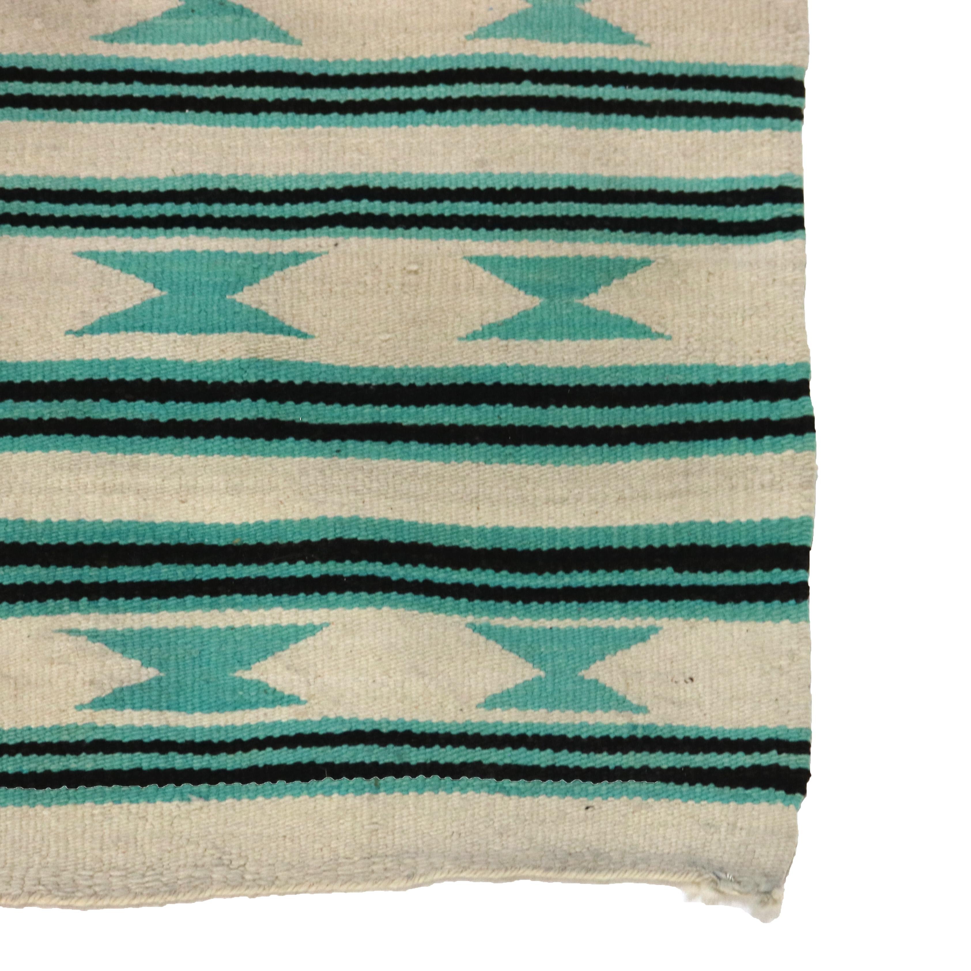 Antique Southwest Native American Woven Wool Throw Rug with Stripes C1930 For Sale 1
