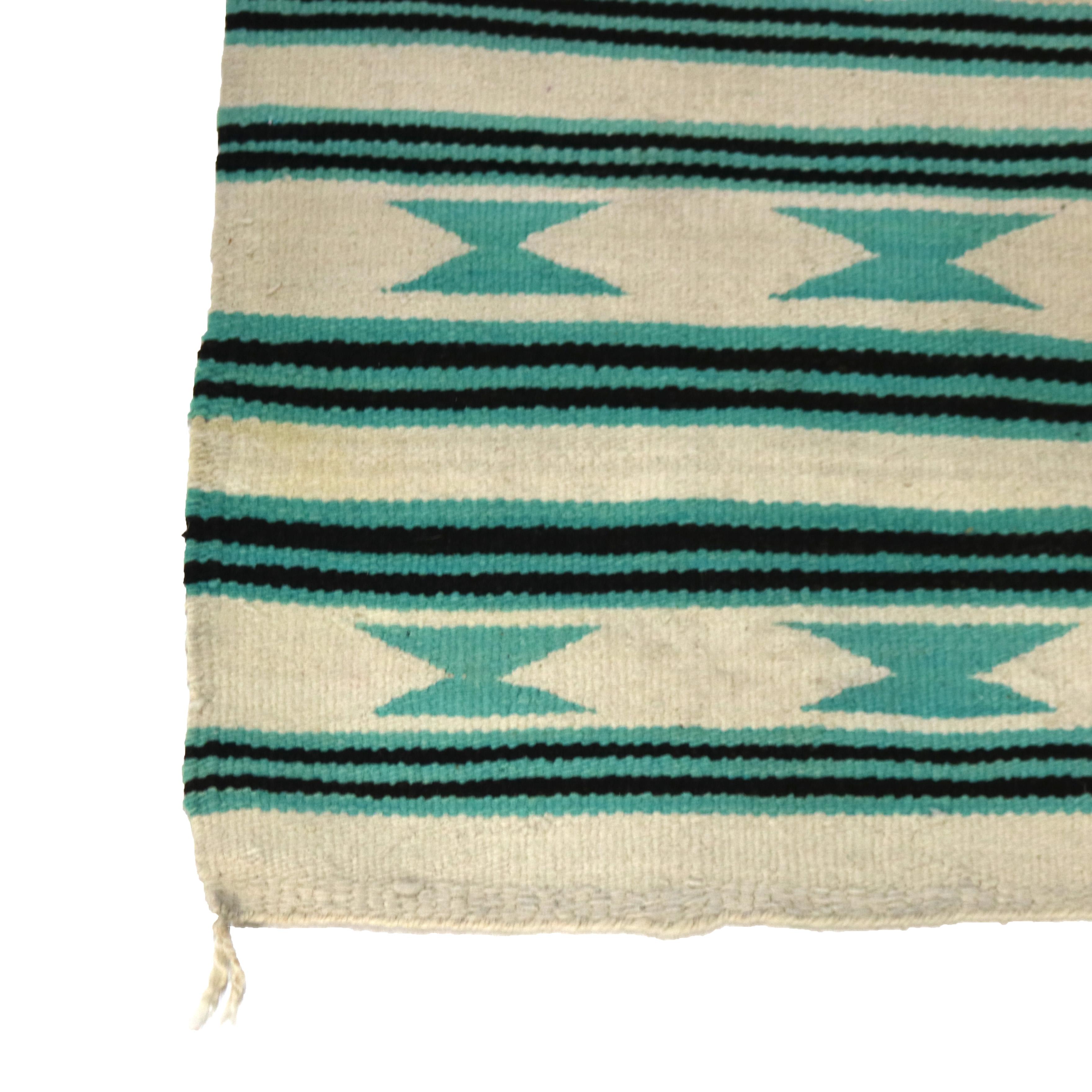 Antique Southwest Native American Woven Wool Throw Rug with Stripes C1930 For Sale 2