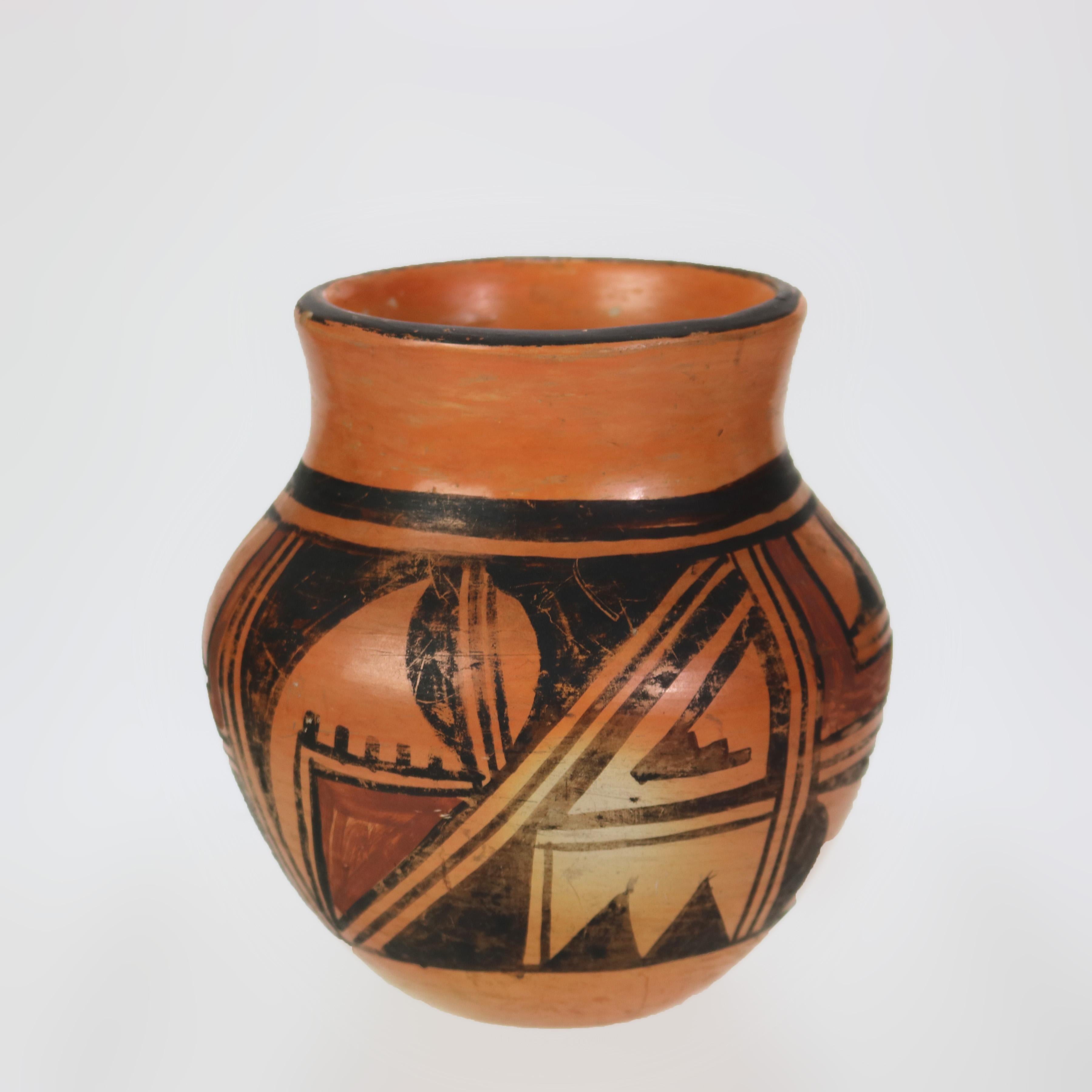 20th Century Antique Southwest Natives American Hopi Pottery Vase Signed C1900