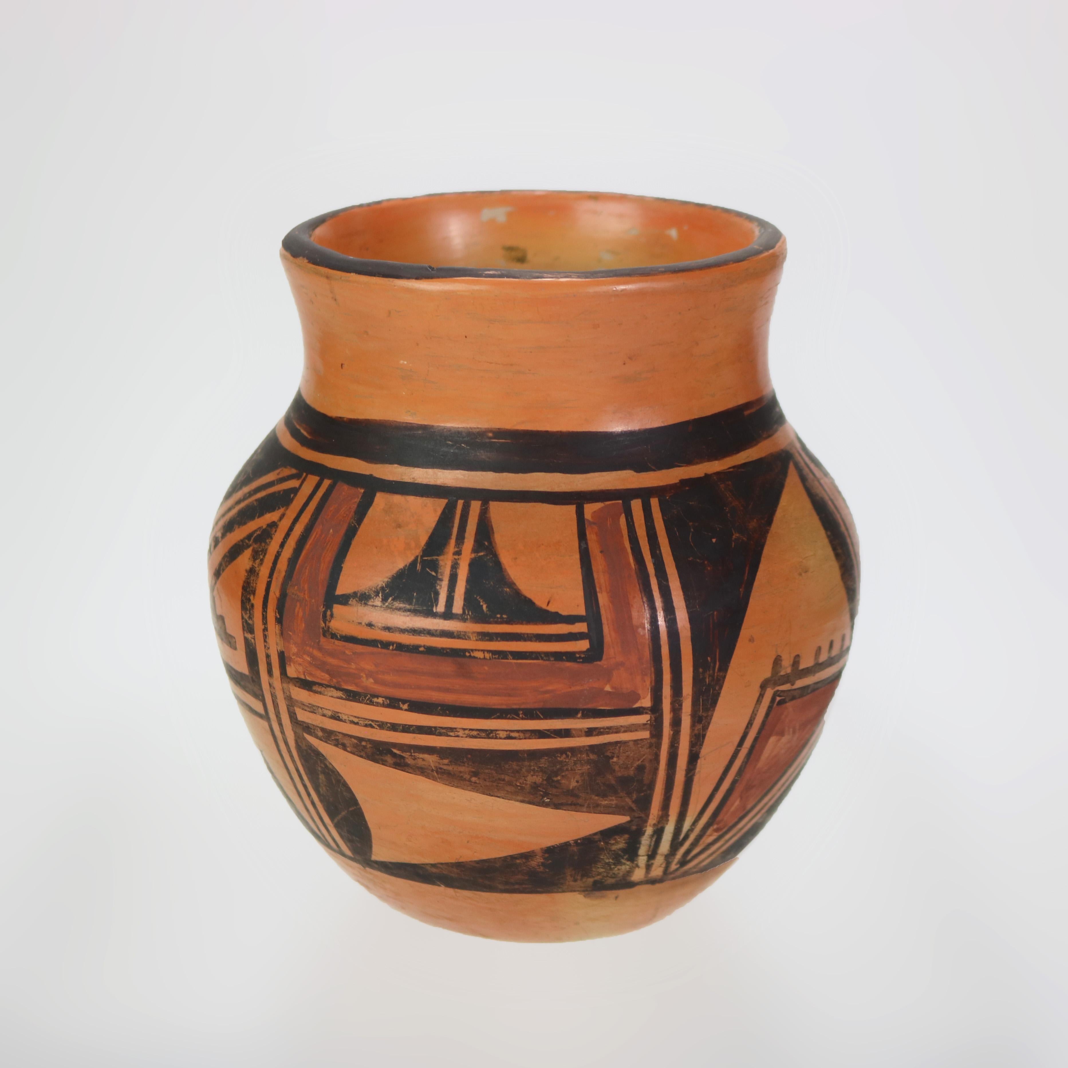 Antique Southwest Natives American Hopi Pottery Vase Signed C1900 1