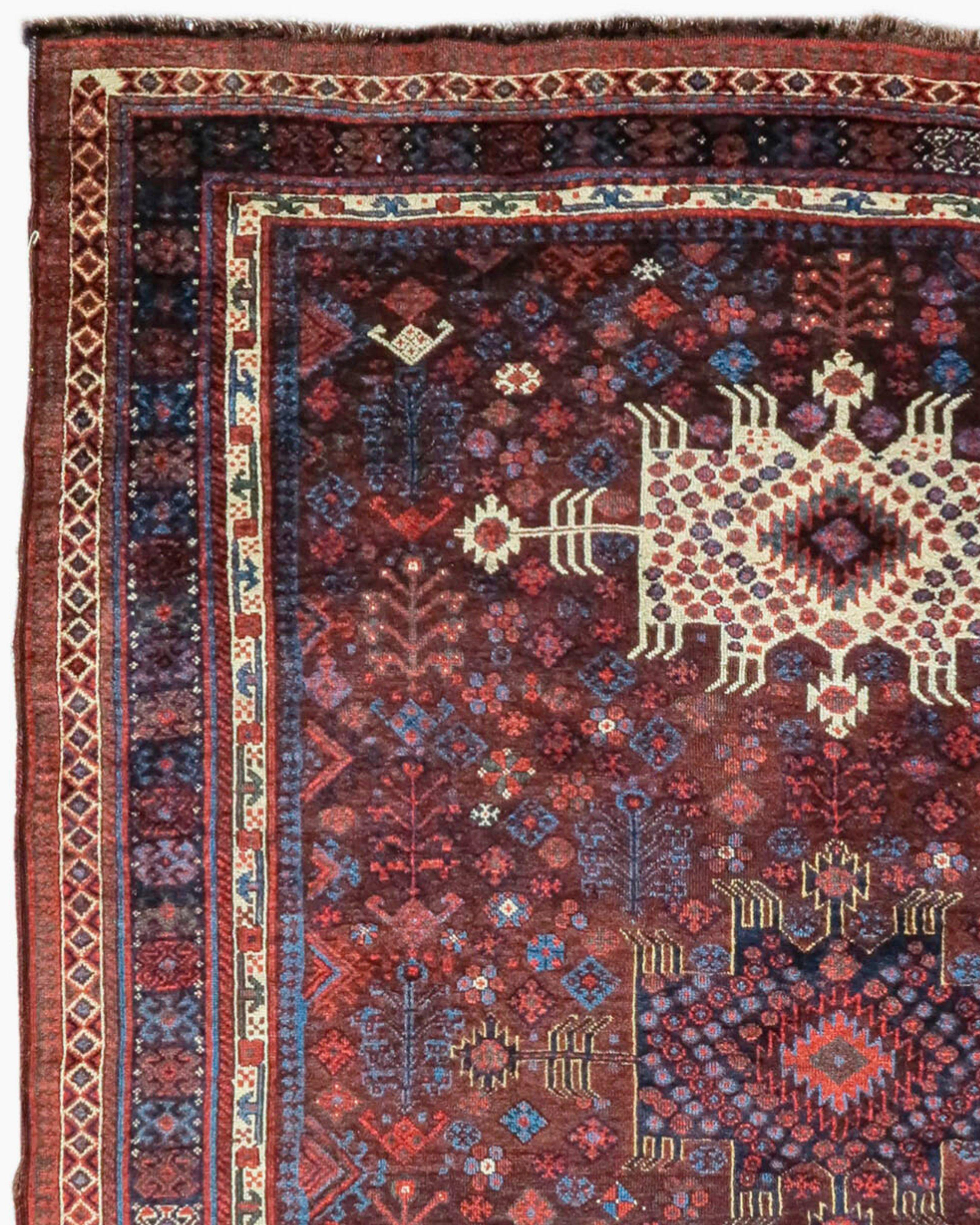 Hand-Knotted Antique Southwest Persian Luri Rug, 19th Century For Sale