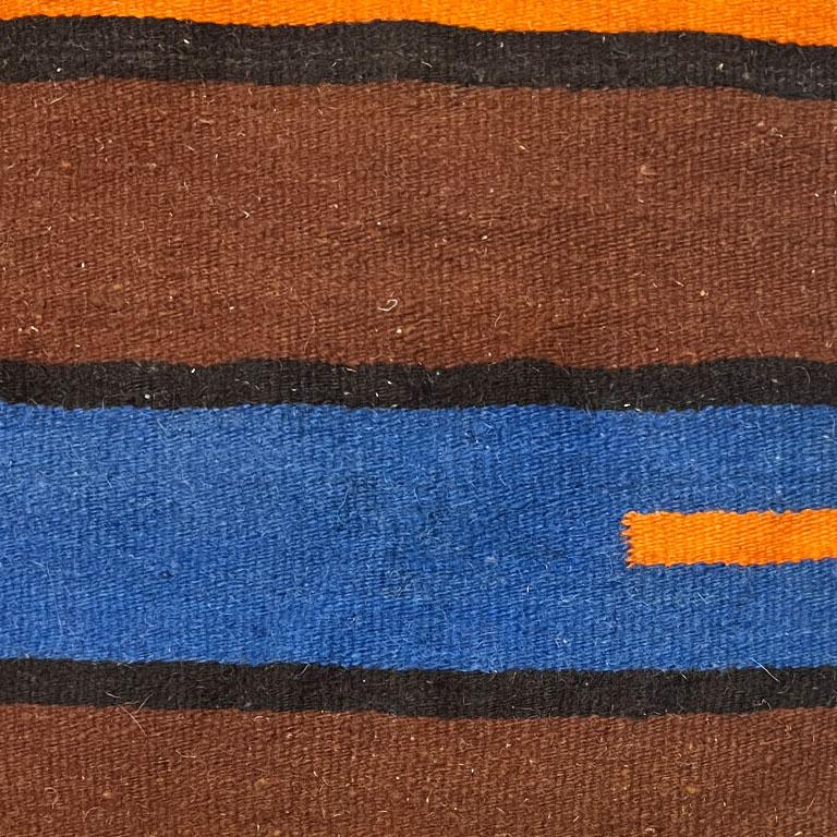 Antique Southwest Wool Saddle Blanket in Geometric Orange, Brown, Blue and Cream In Good Condition For Sale In Oklahoma City, OK