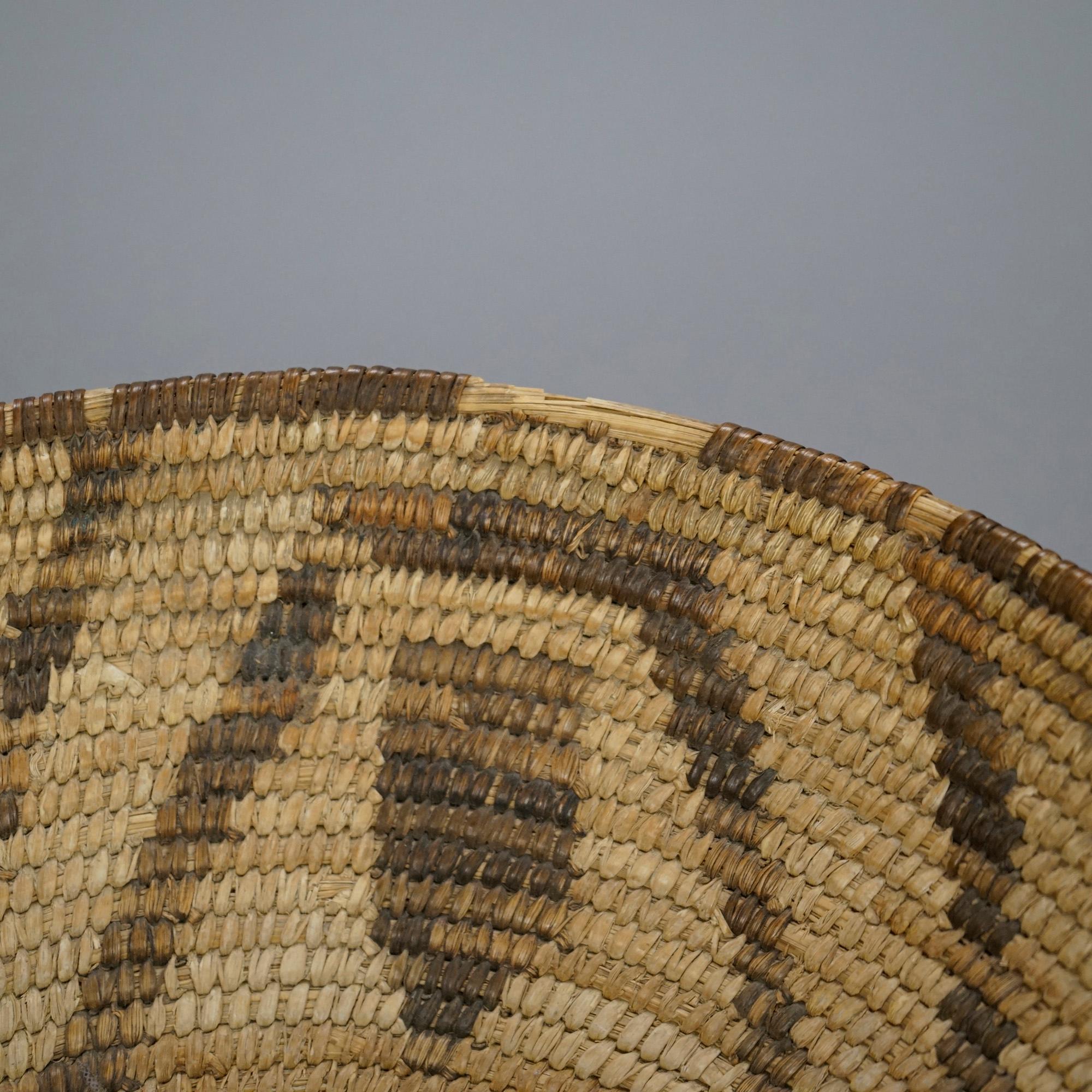 Antique Southwestern American Indian Basket with Geometric Design c1920 4