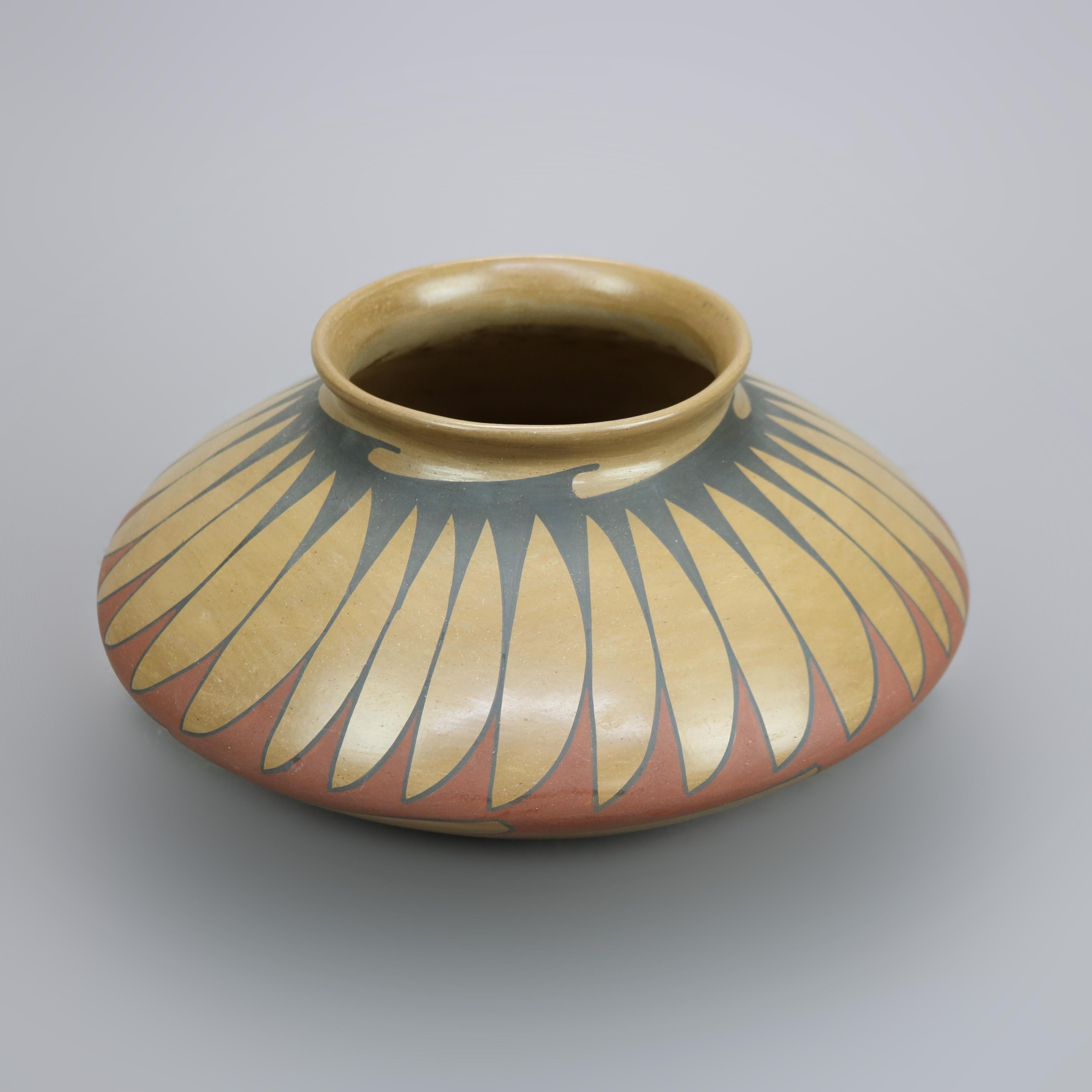 Glazed Antique Mata Ortiz Pottery Vase by R. Silveira, Mexico, 1930s