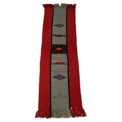 Antique Southwestern native American Indian Navajo Handwoven Wool Long Rug C1920