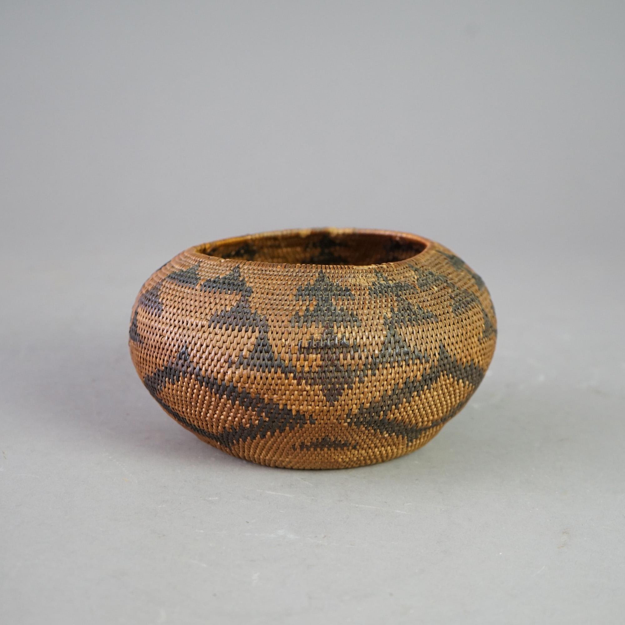20th Century Antique Southwestern Native American Woven Reed Basket C1920