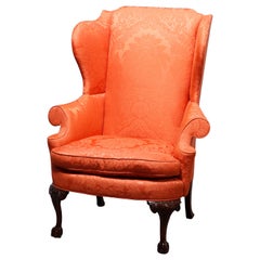 Used Southwood Mahogany Chippendale Wing Chair with Carved Claw Foot, 20th C