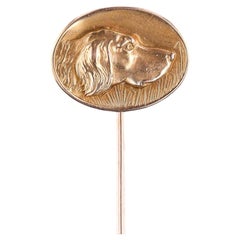 Antique Spaniel Dog Stickpin of 14k Gold