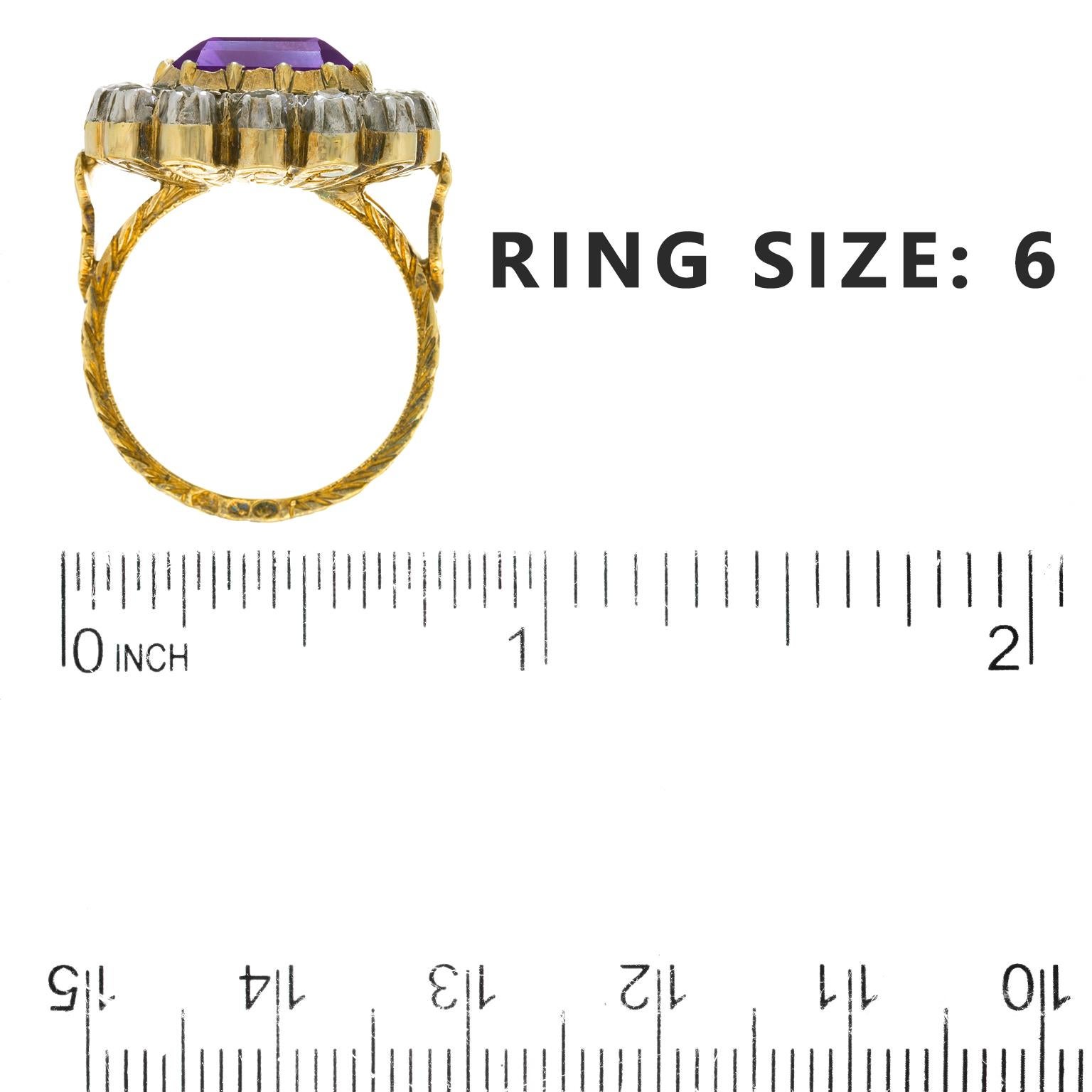 Women's or Men's Antique Spanish Amethyst and Diamond Ring