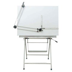 Mid-Century Antique Spanish Architect Table, Metal & Wood, Circa 1940