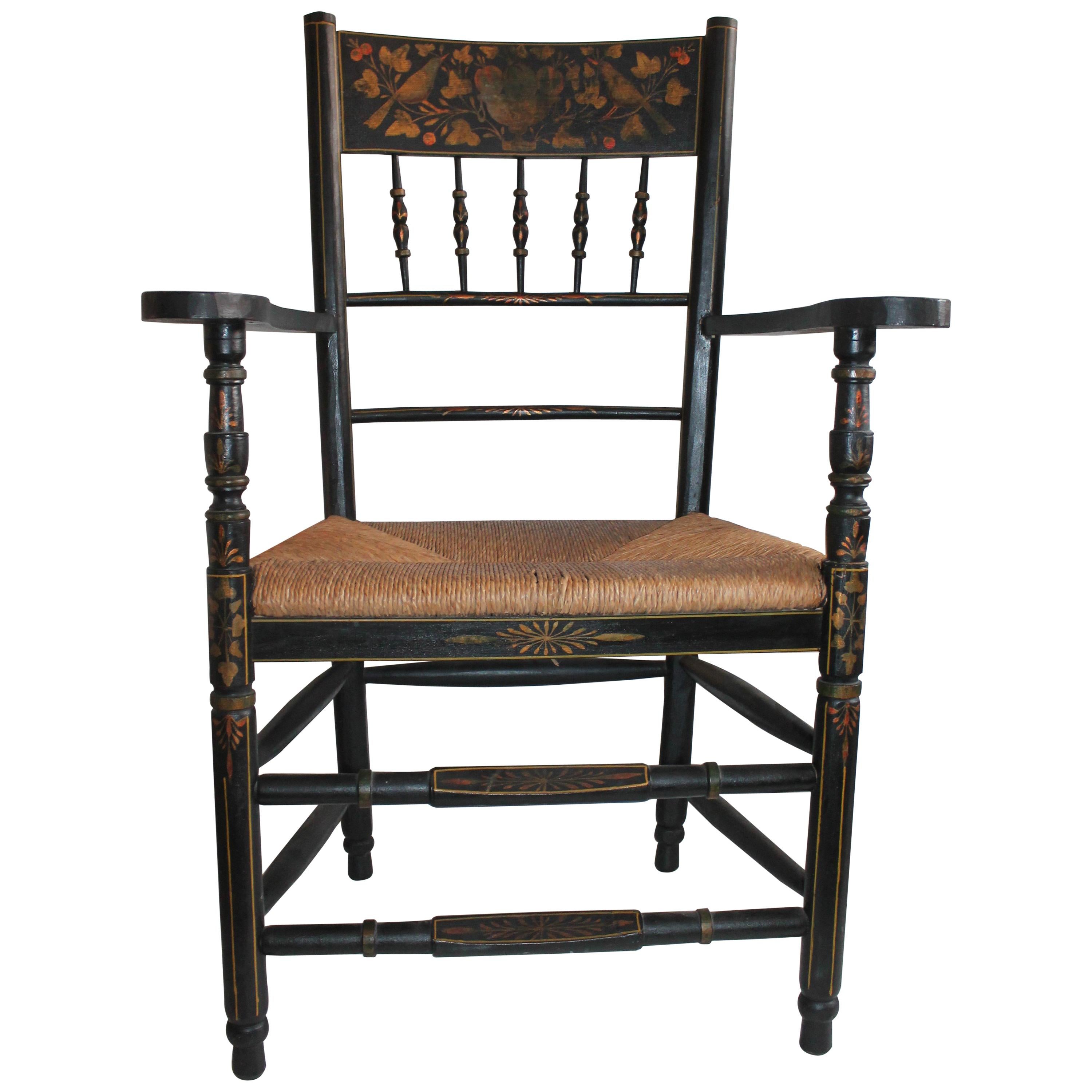 Antique Spanish Armchair in Original Decorated Paint