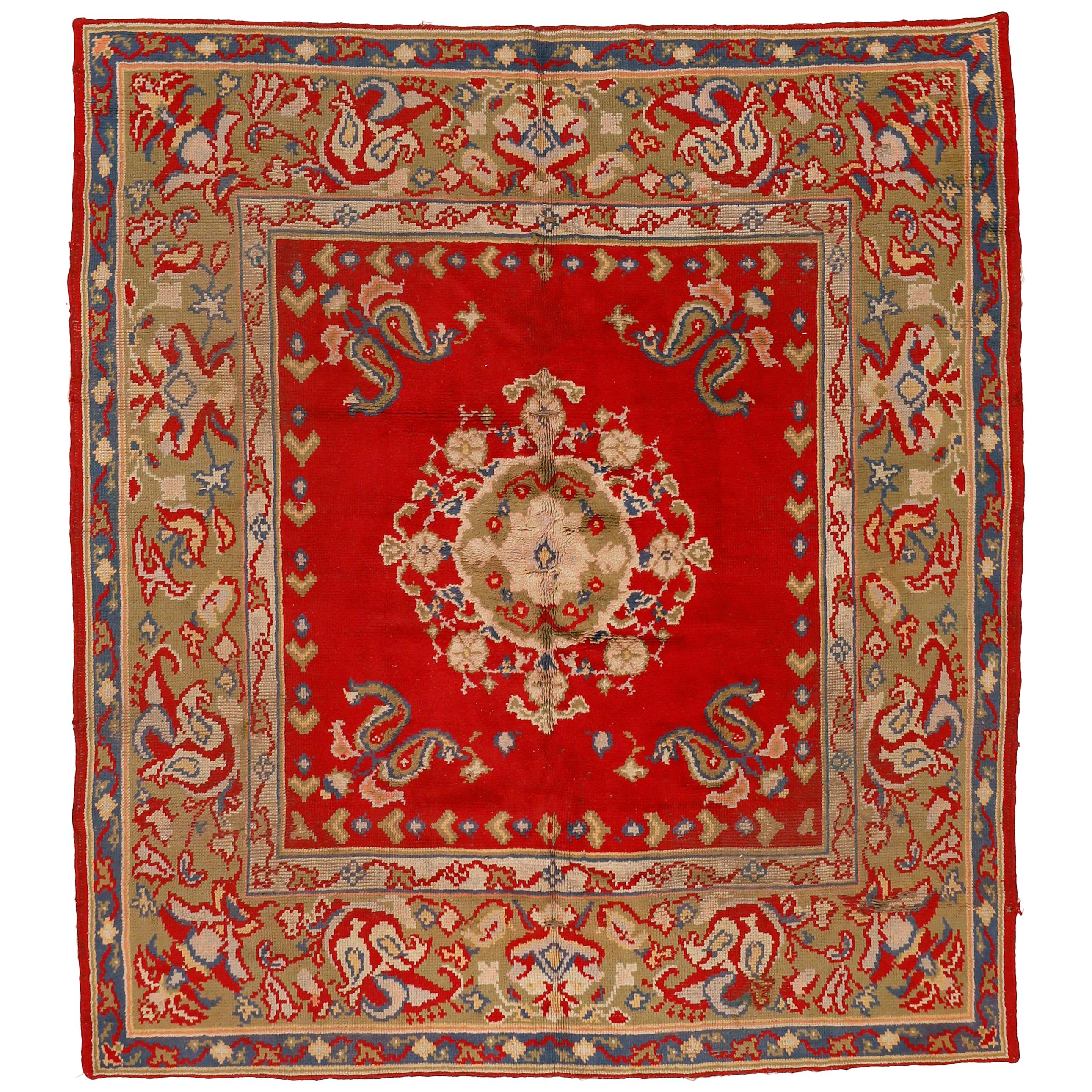 Tappeto quadrato antico spagnolo Art Nouveau Orientalista