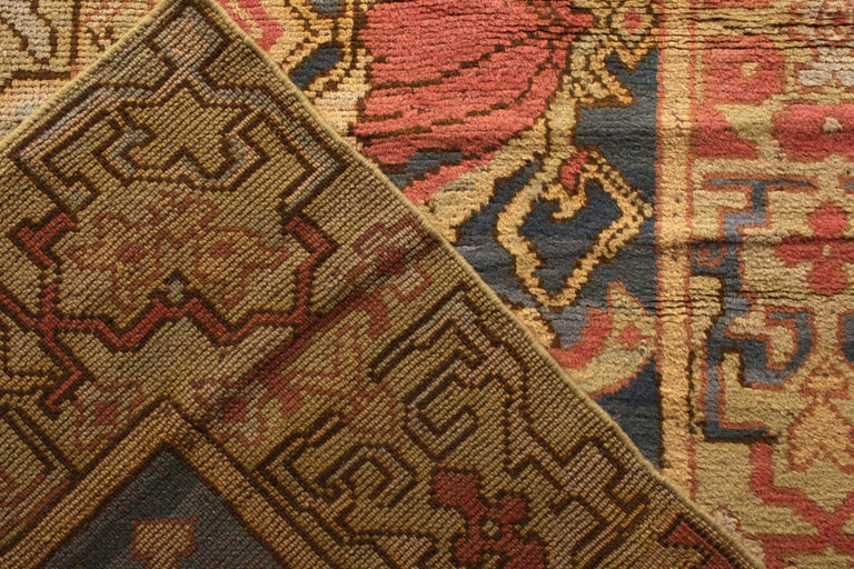 Antique Spanish rug in Beige-Brown, Red and Blue Floral Pattern For ...