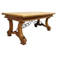 Ancienne table de salle à manger à rallonge en bois d'Oak Oak, baroque espagnol et Jacobean