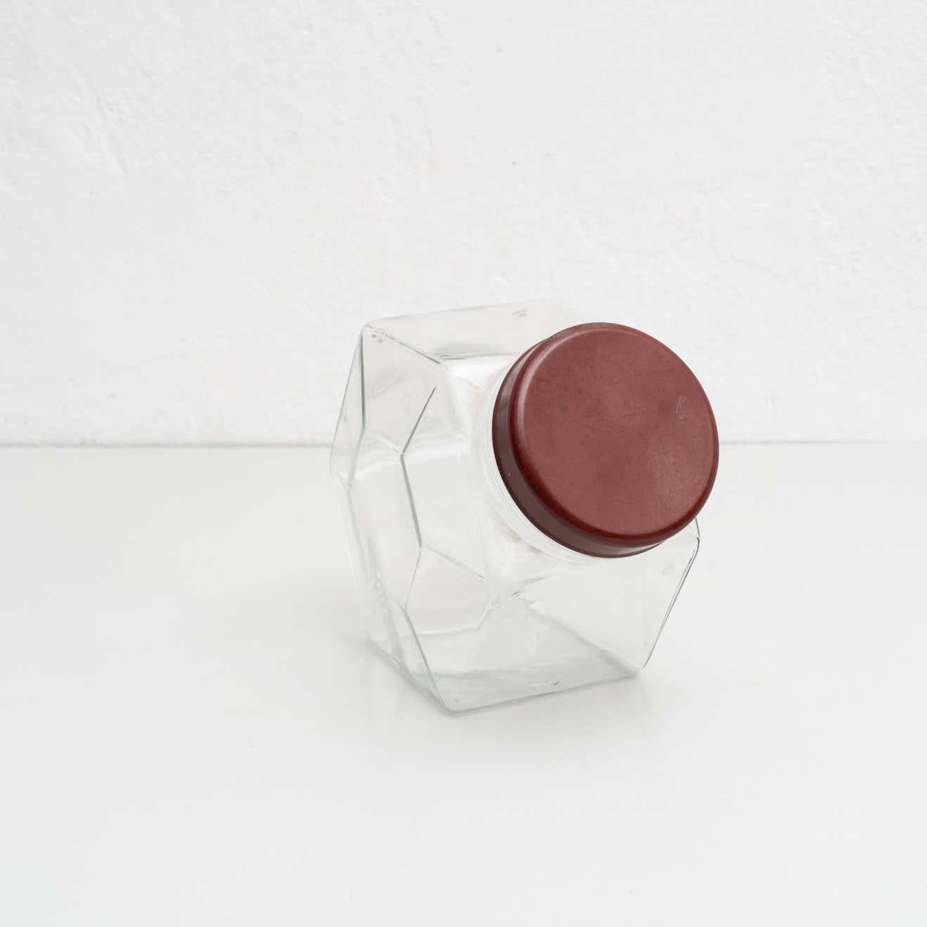 Antique Spanish Capped Glass Container, circa 1950 In Good Condition In Barcelona, Barcelona