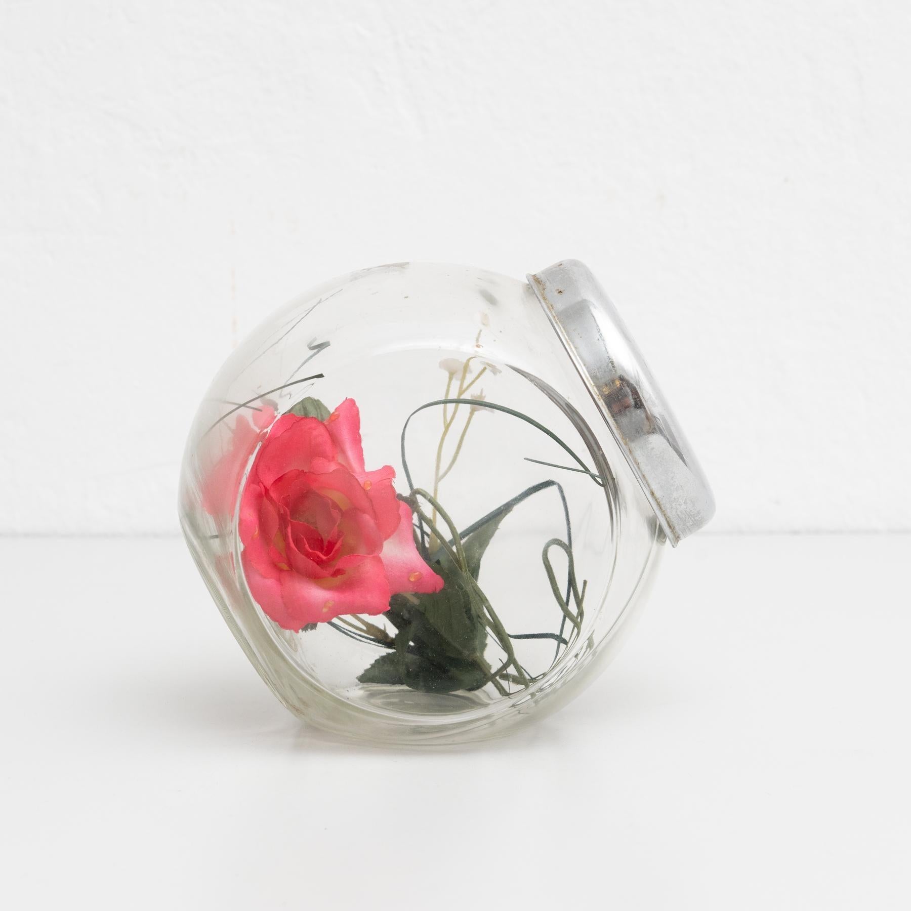 Antique récipient en verre à couvercle espagnol, circa 1950 Bon état à Barcelona, ES