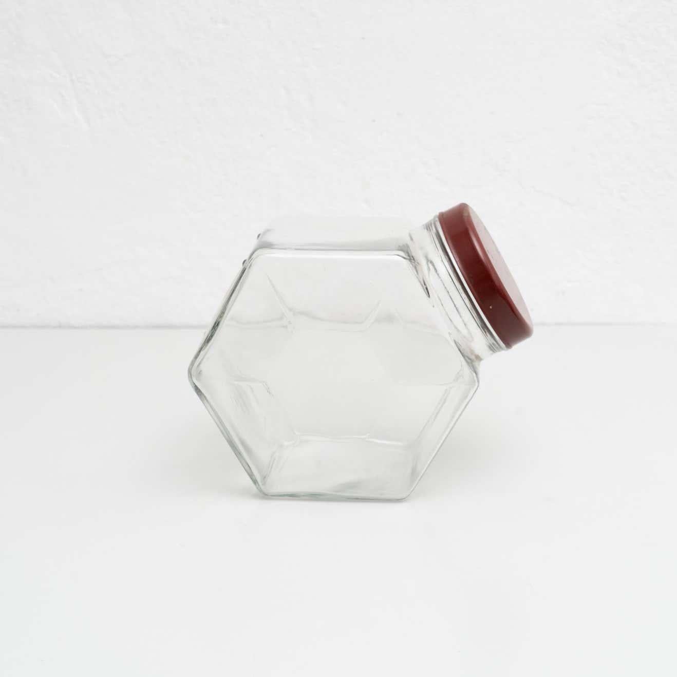 Mid-20th Century Antique Spanish Capped Glass Container, circa 1950 For Sale