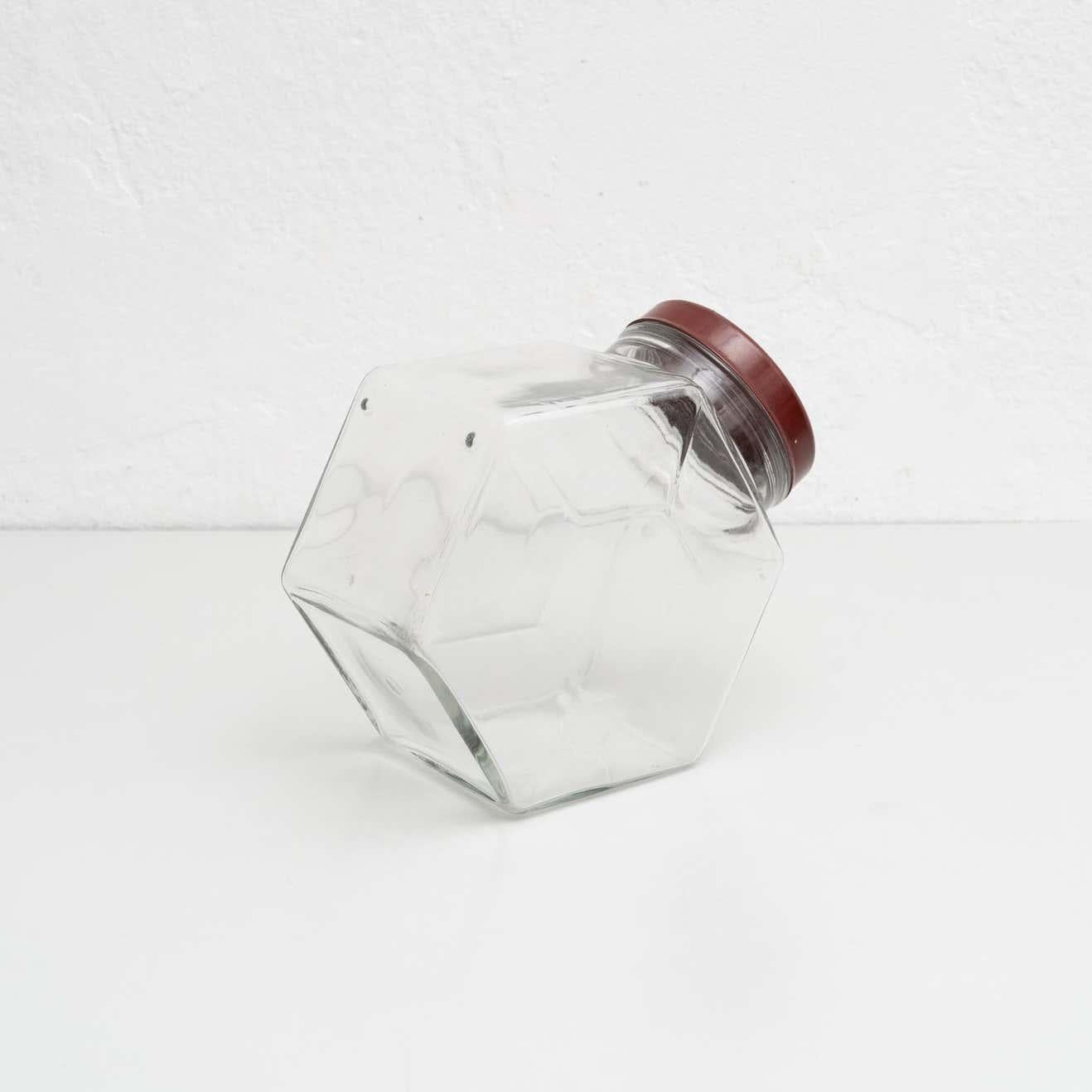 Antique Spanish Capped Glass Container, circa 1950 1