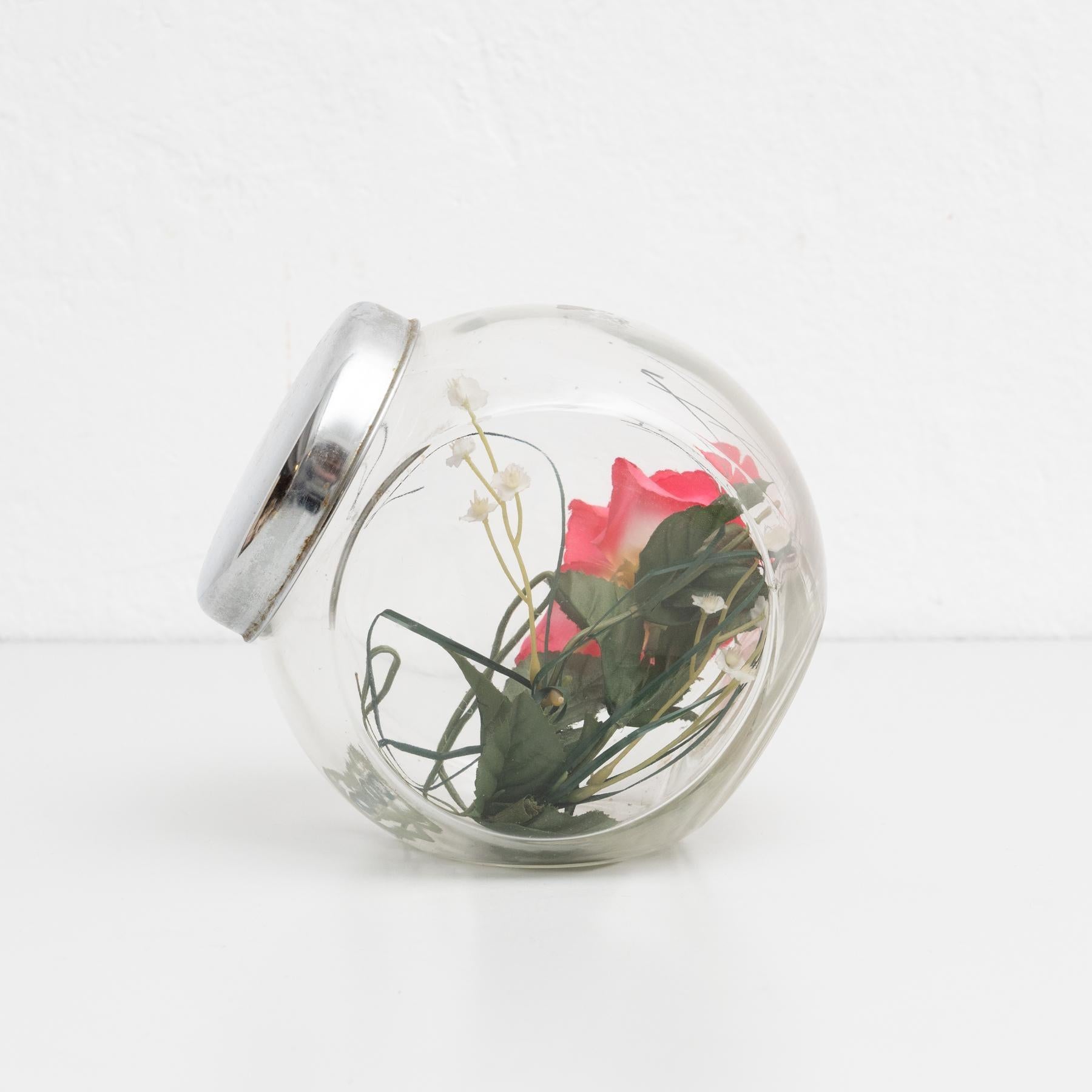 Antique récipient en verre à couvercle espagnol, circa 1950 2