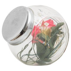 Antique récipient en verre à couvercle espagnol, circa 1950