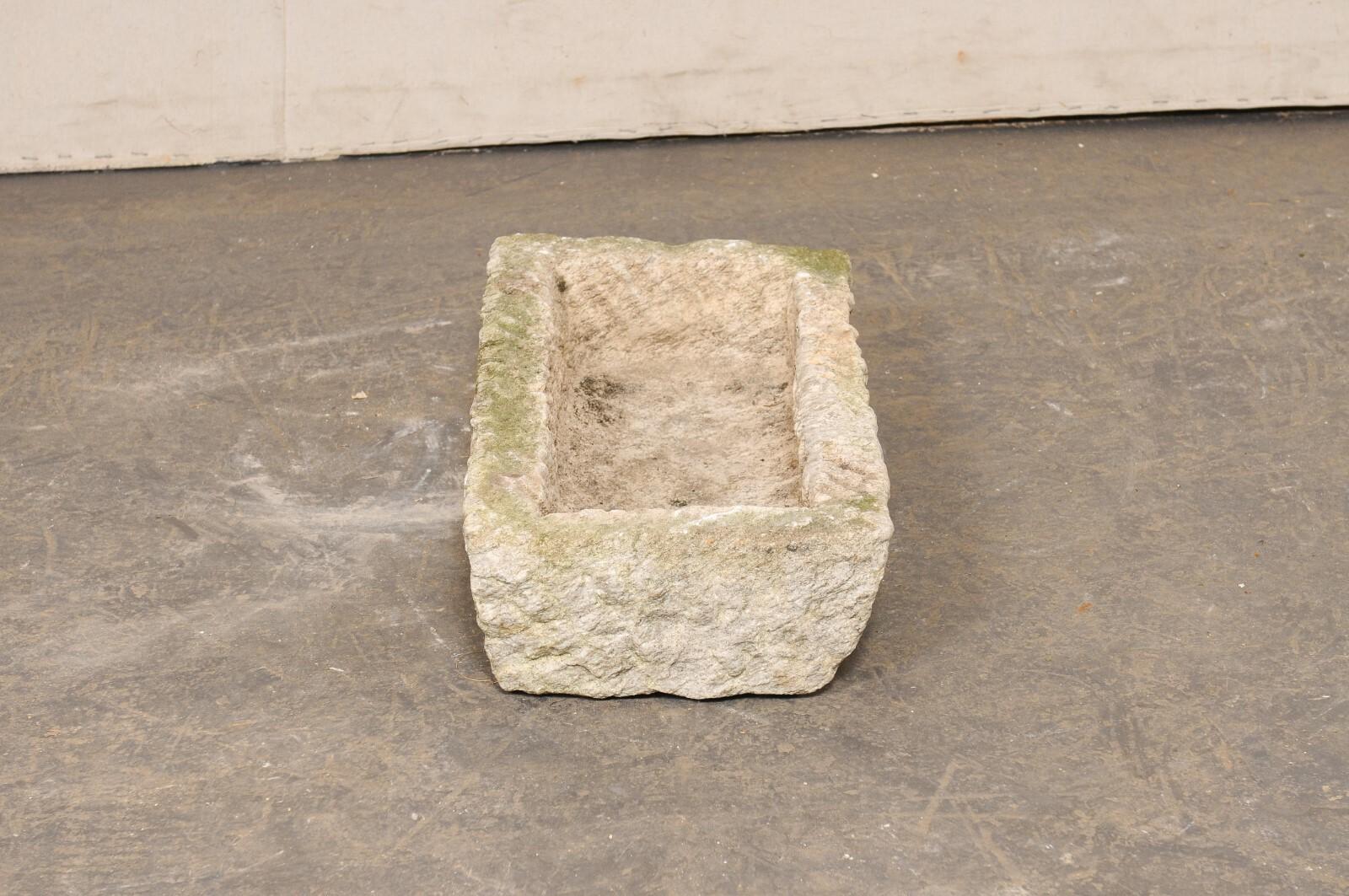 20th Century Antique Spanish Carved-Stone Basin, Rectangular w/Great Texture For Sale