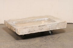 Antique Spanish Carved Stone Sink w/Shallow Basin, XL Size