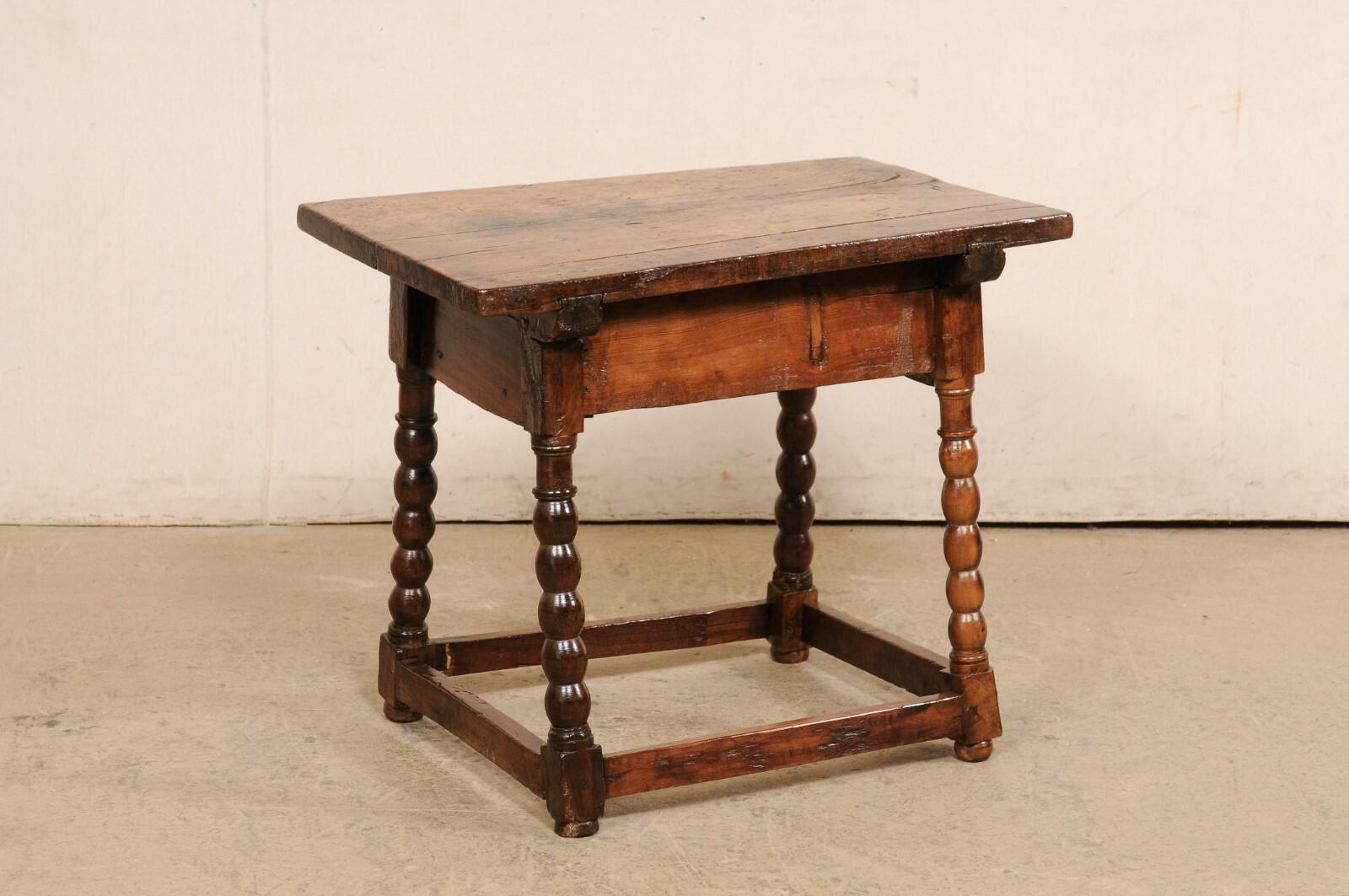 Antique Spanish Carved-Wood Accent Table w/Drawer For Sale 6