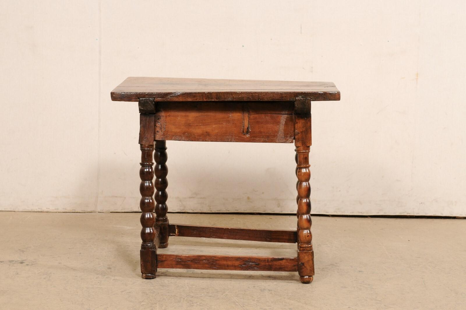 Antique Spanish Carved-Wood Accent Table w/Drawer For Sale 3